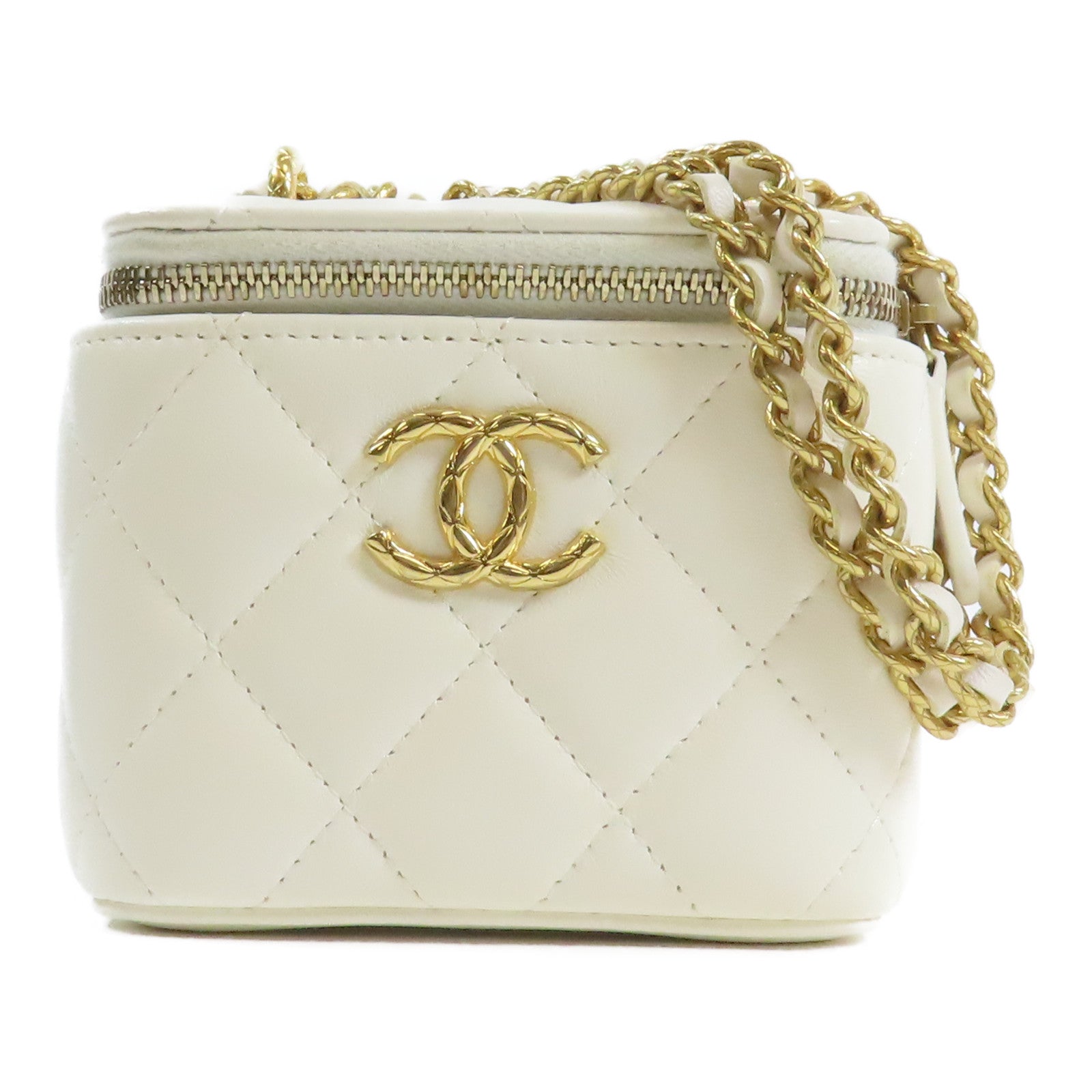 CHANEL 羊皮皮革Vanity Case金扣鏈帶肩背袋