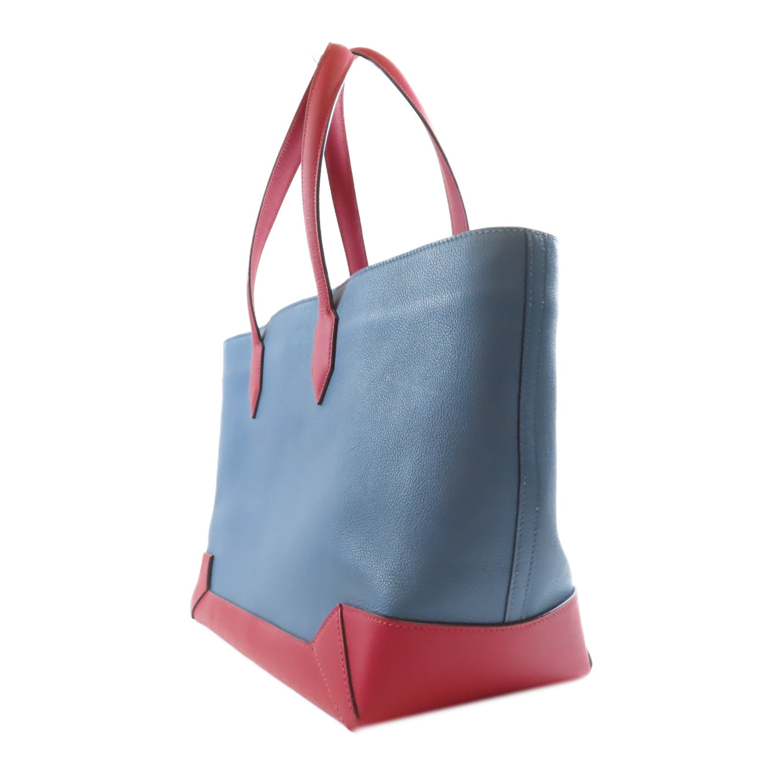 HERMES Maxibox Cabas Handbag 071257CK Evercolor/Epsom Leather Bleu Agate/Rouge
