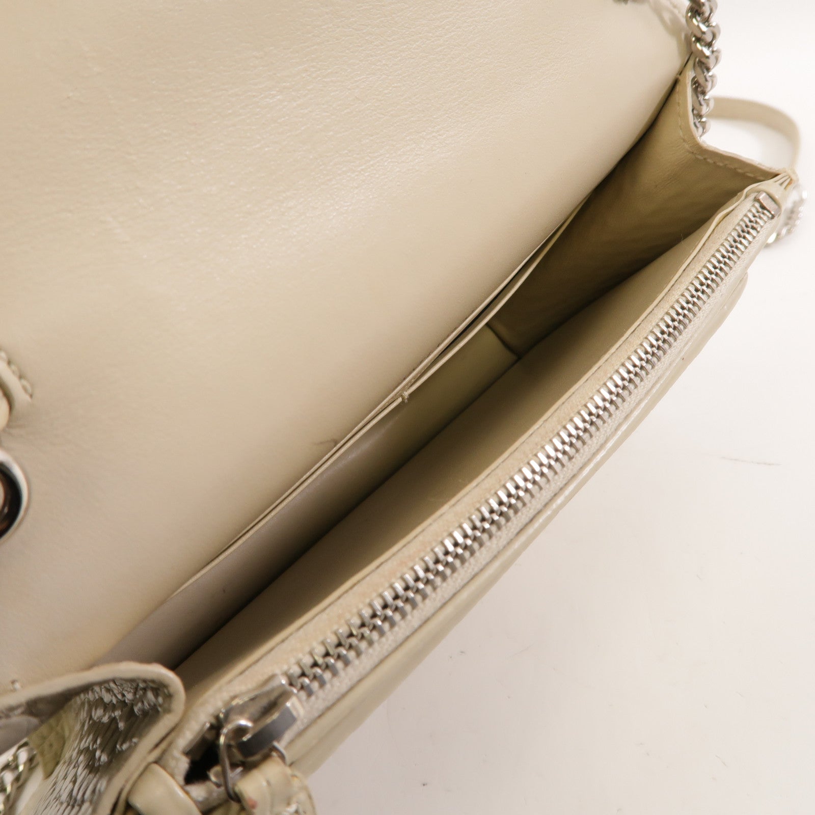 SAINT LAURENT 皮革2 Way Shoulder銀扣手挽肩背兩用袋白色