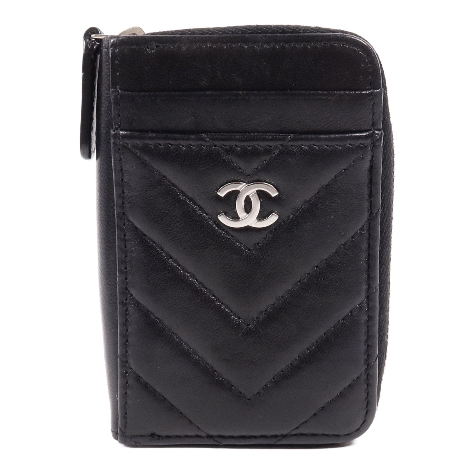 CHANEL 羊皮皮革Card Case銀扣卡片套