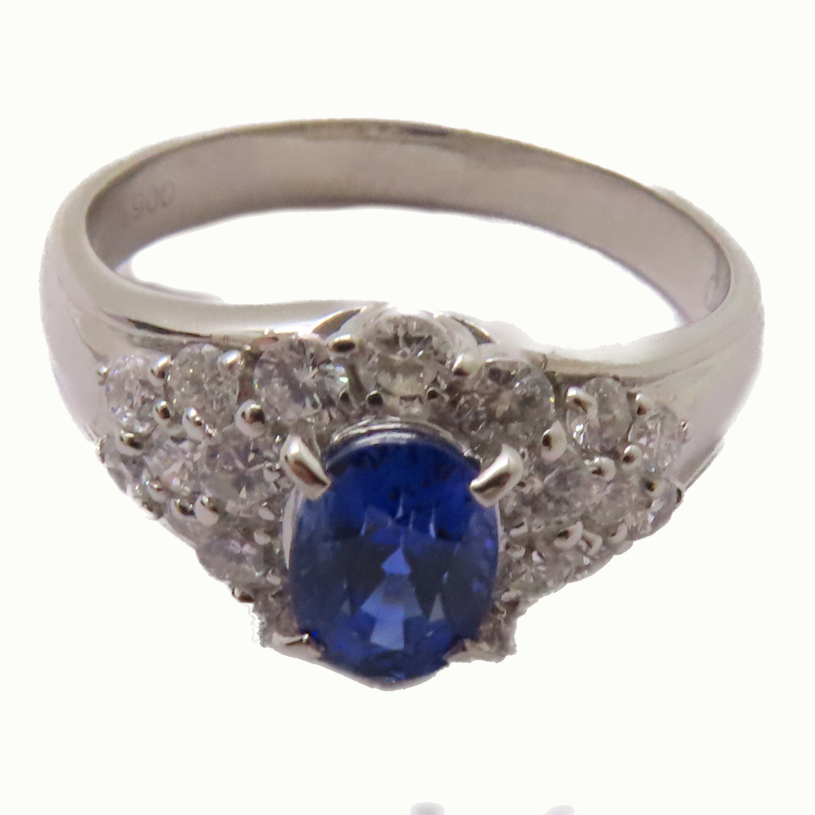 JEWELRY PT900鉑金Sapphire/Diamond Ring 1.09ct藍寶石/0.70ct鑽石戒指US#7.5