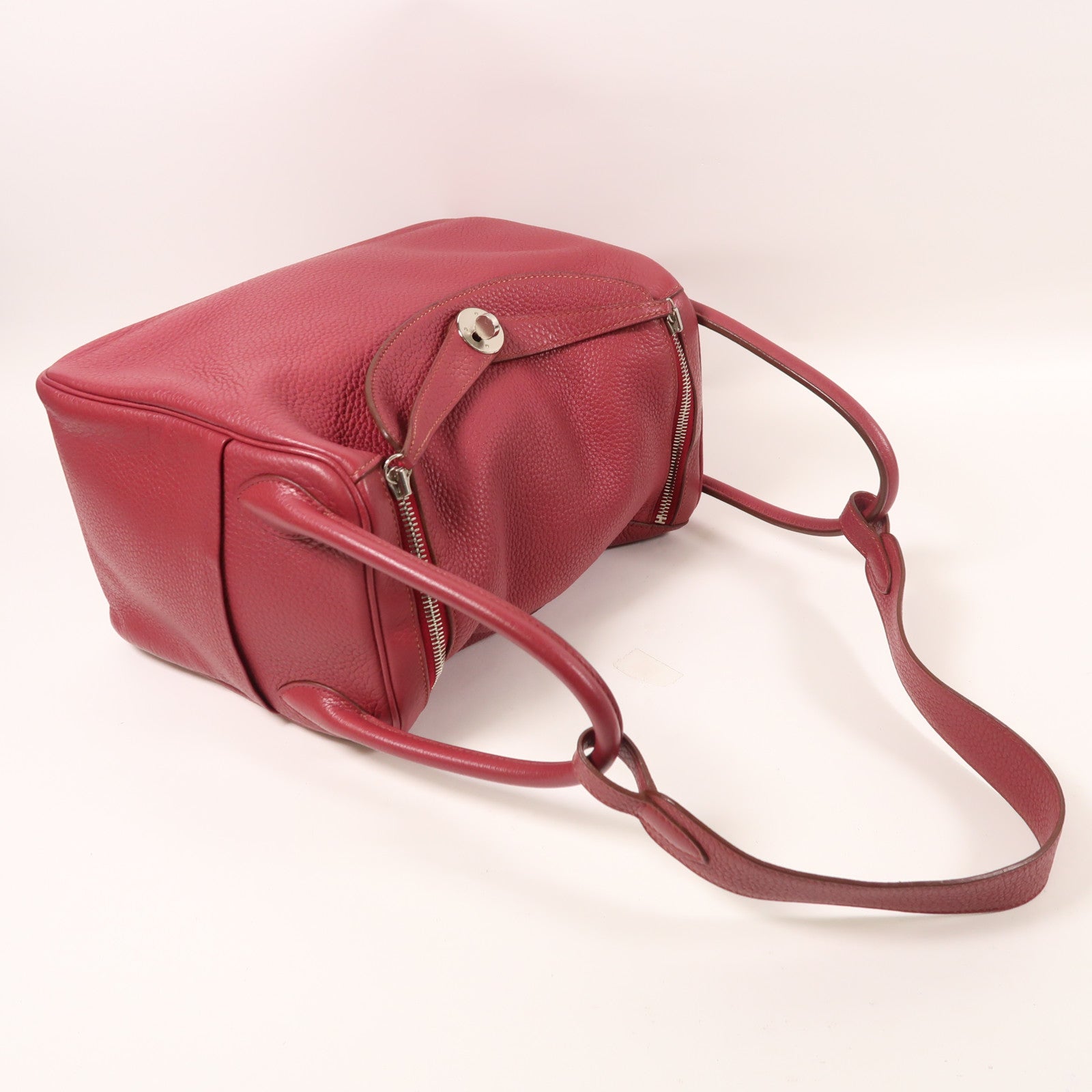 HERMES 【激減優惠】Clemence皮革Lindy 30銀扣手挽肩背兩用袋Rubis