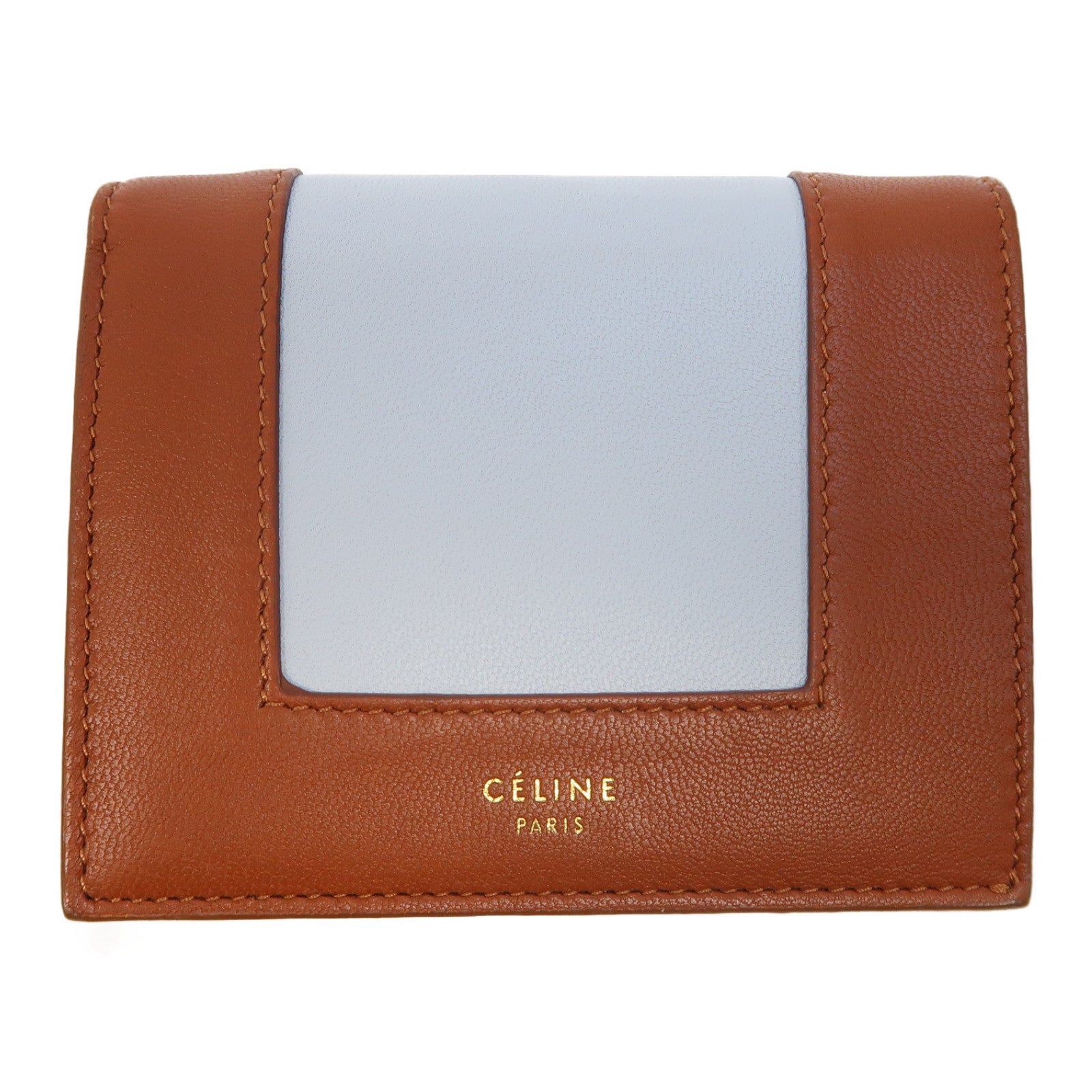 CELINE 【激減優惠】牛皮皮革Wallet金扣錢包啡色/淺藍色