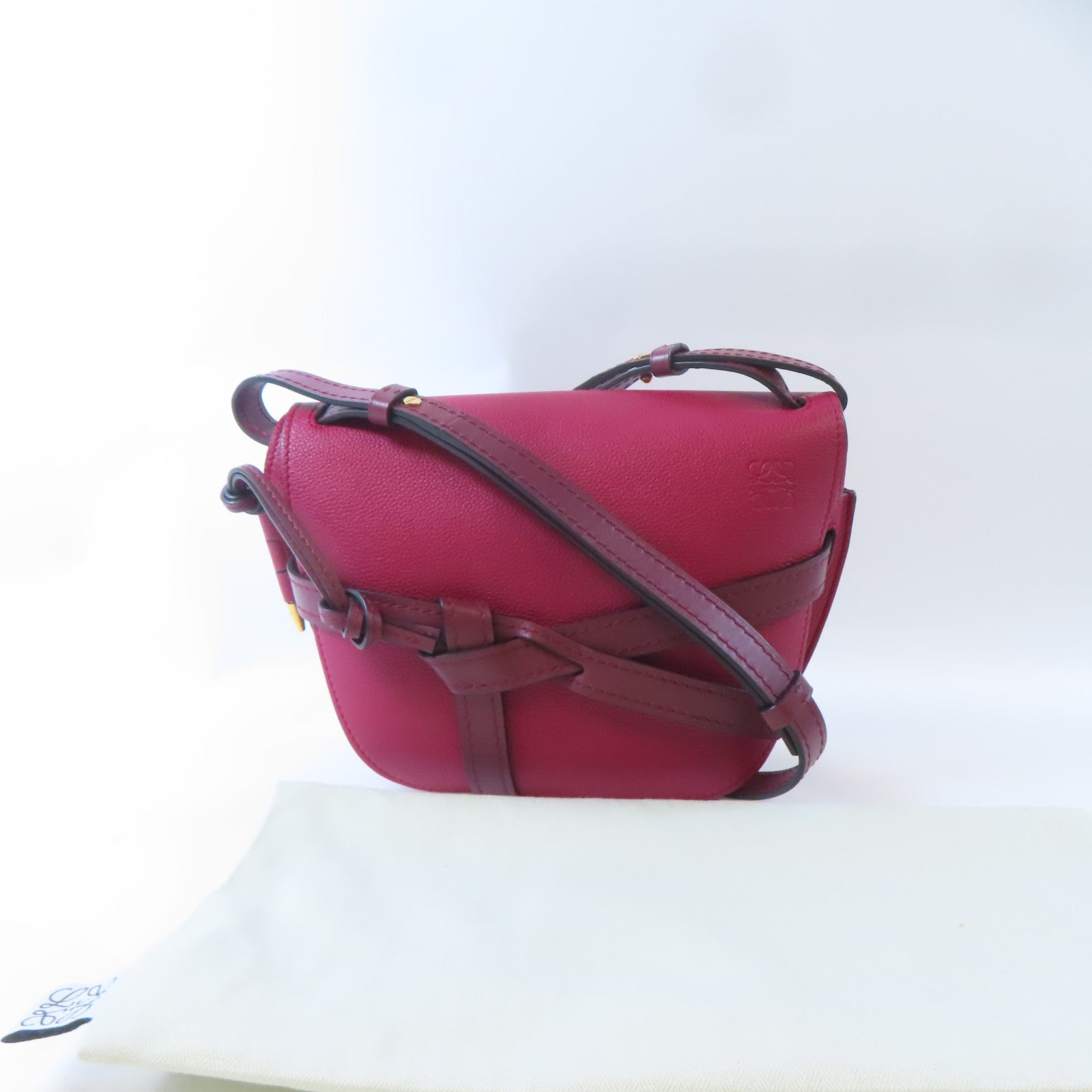 LOEWE 牛皮皮革Gate Small Bag金扣肩背袋紅色