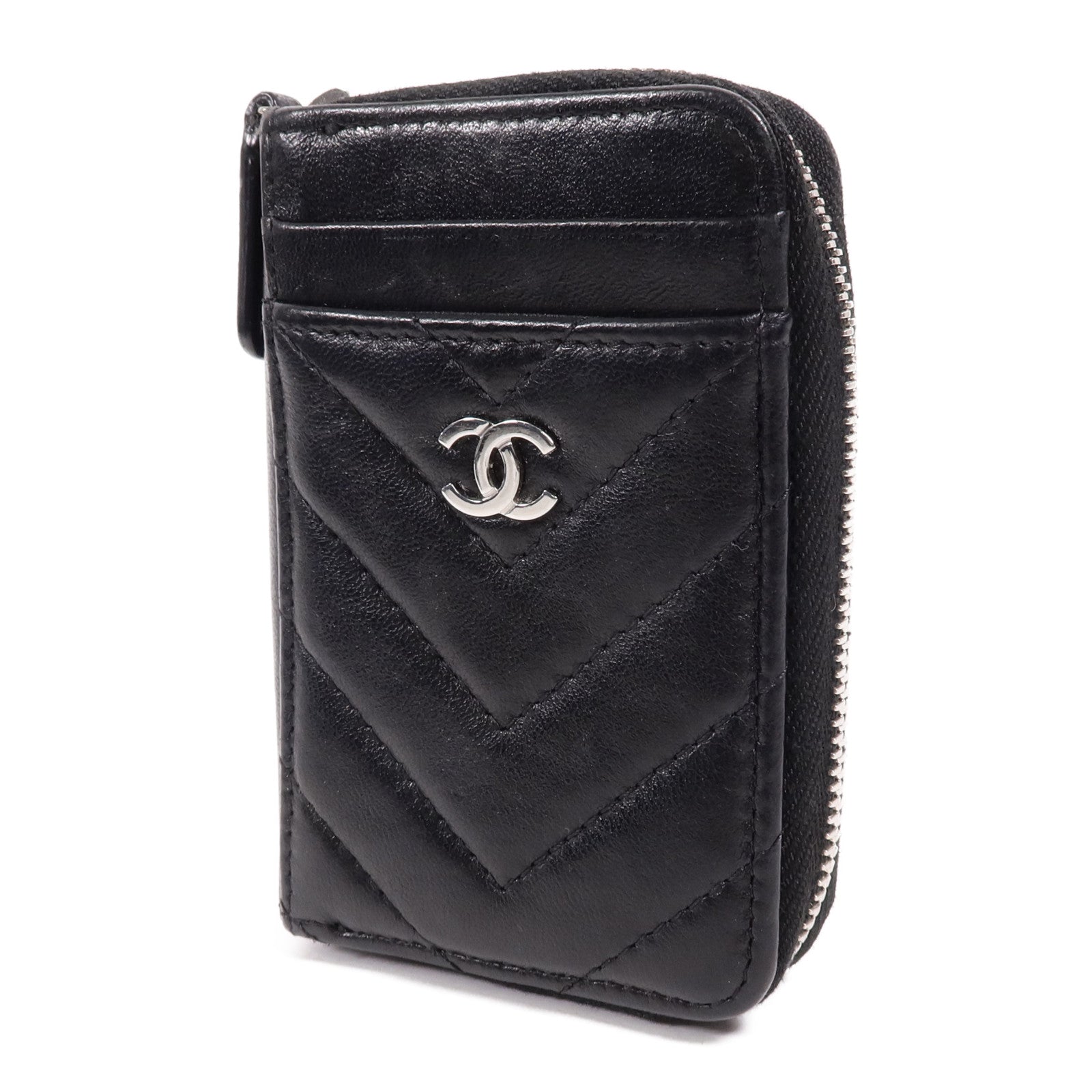 CHANEL 羊皮皮革Card Case銀扣卡片套