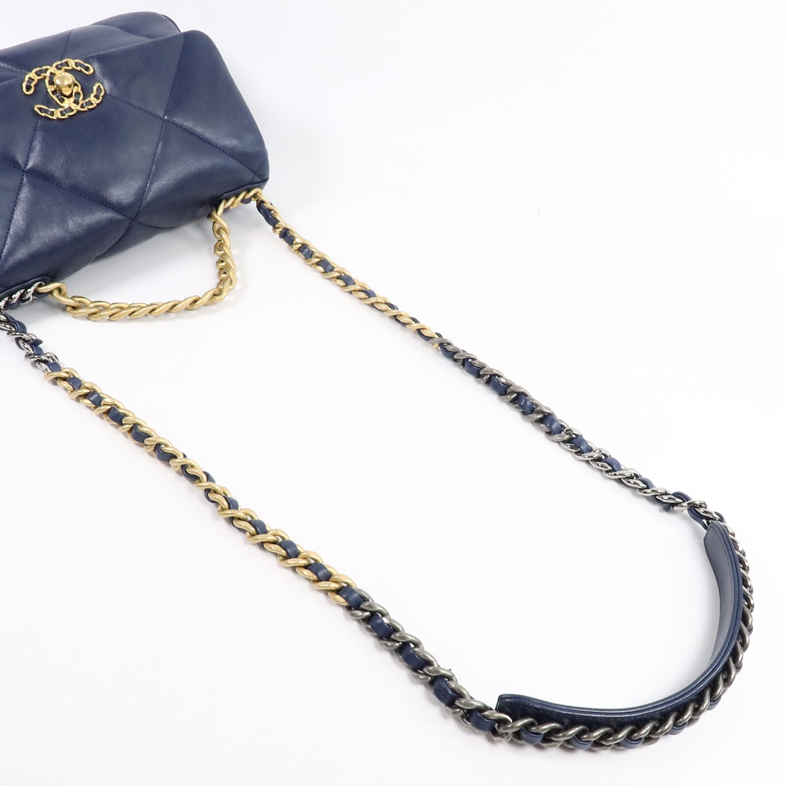 CHANEL 羊皮皮革Chanel 19 Small鏈帶手挽肩背兩用袋