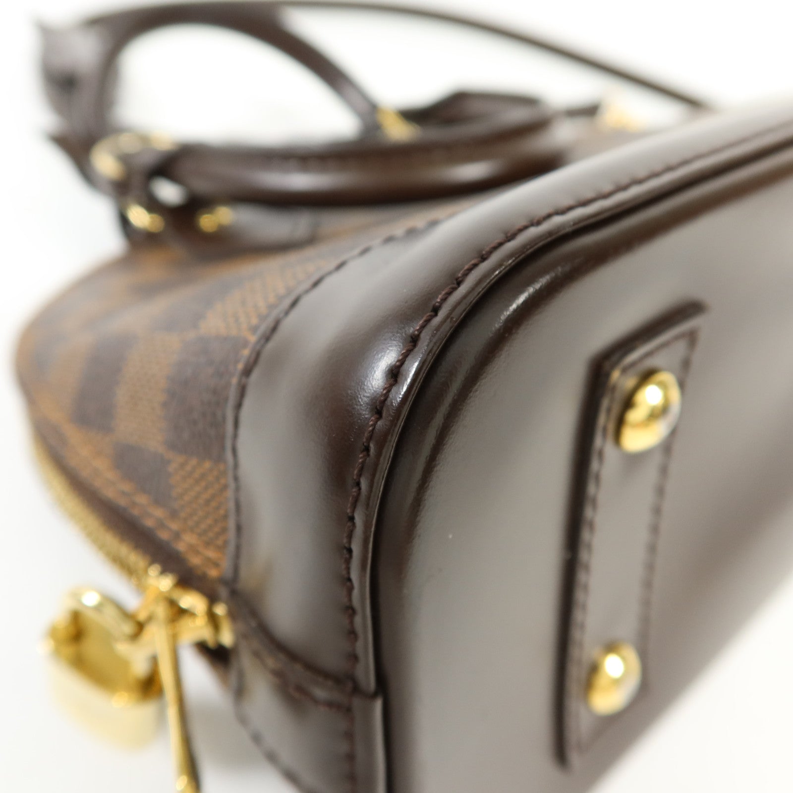 LOUIS VUITTON Damier Alma BB金扣手挽肩背兩用袋棕色