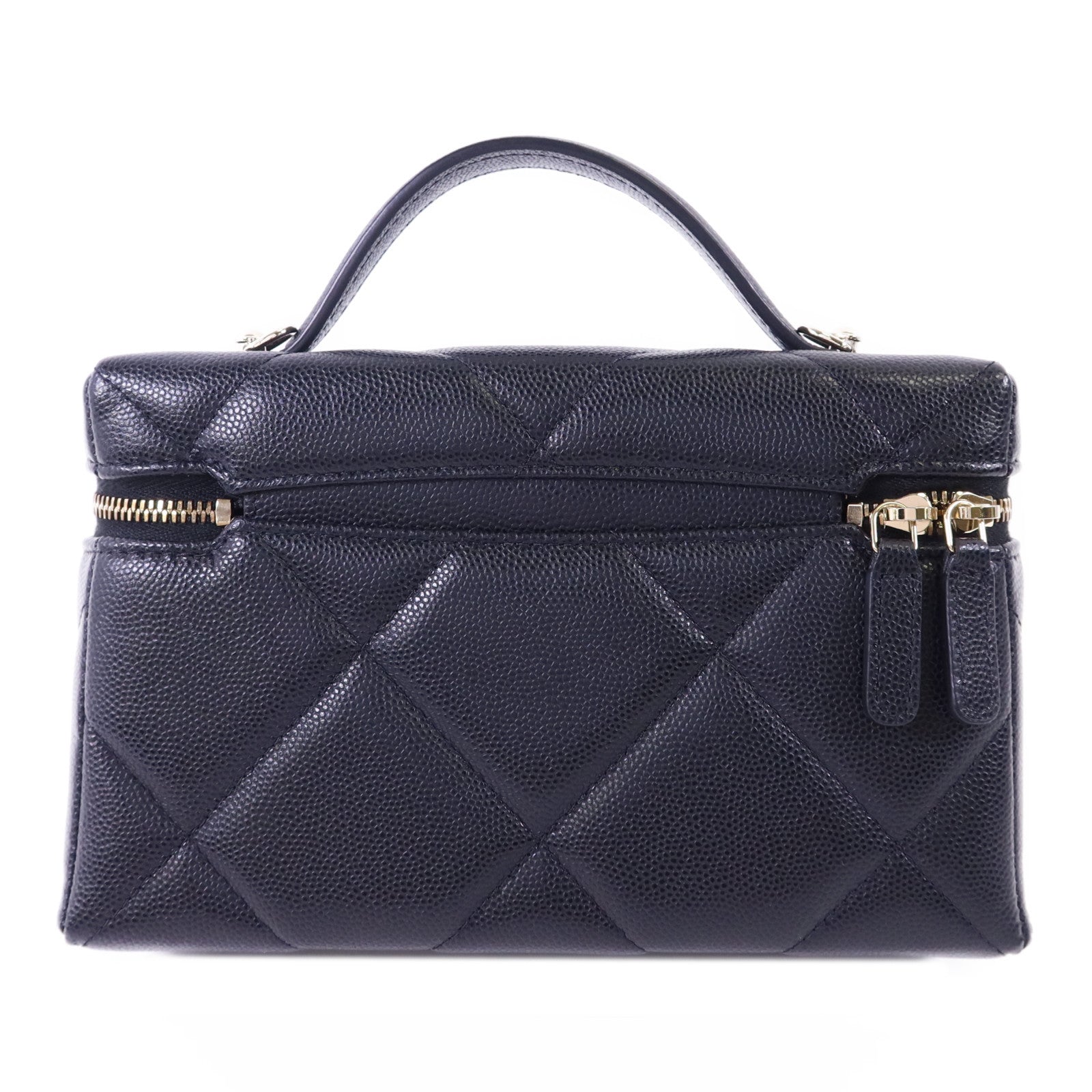 CHANEL 牛皮皮革Vanity With Chain金扣手挽肩背兩用袋