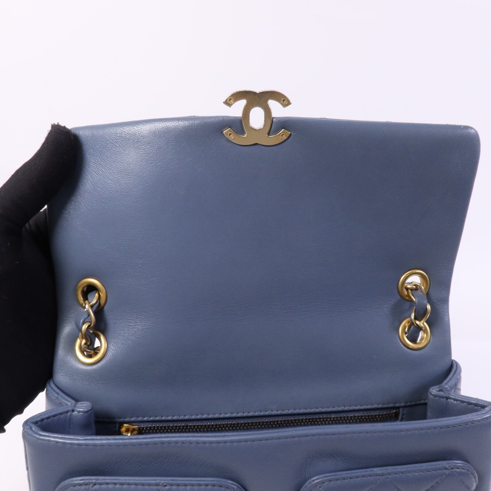 CHANEL 羊皮皮革Chain Shoulder Bag金扣鏈帶肩背袋