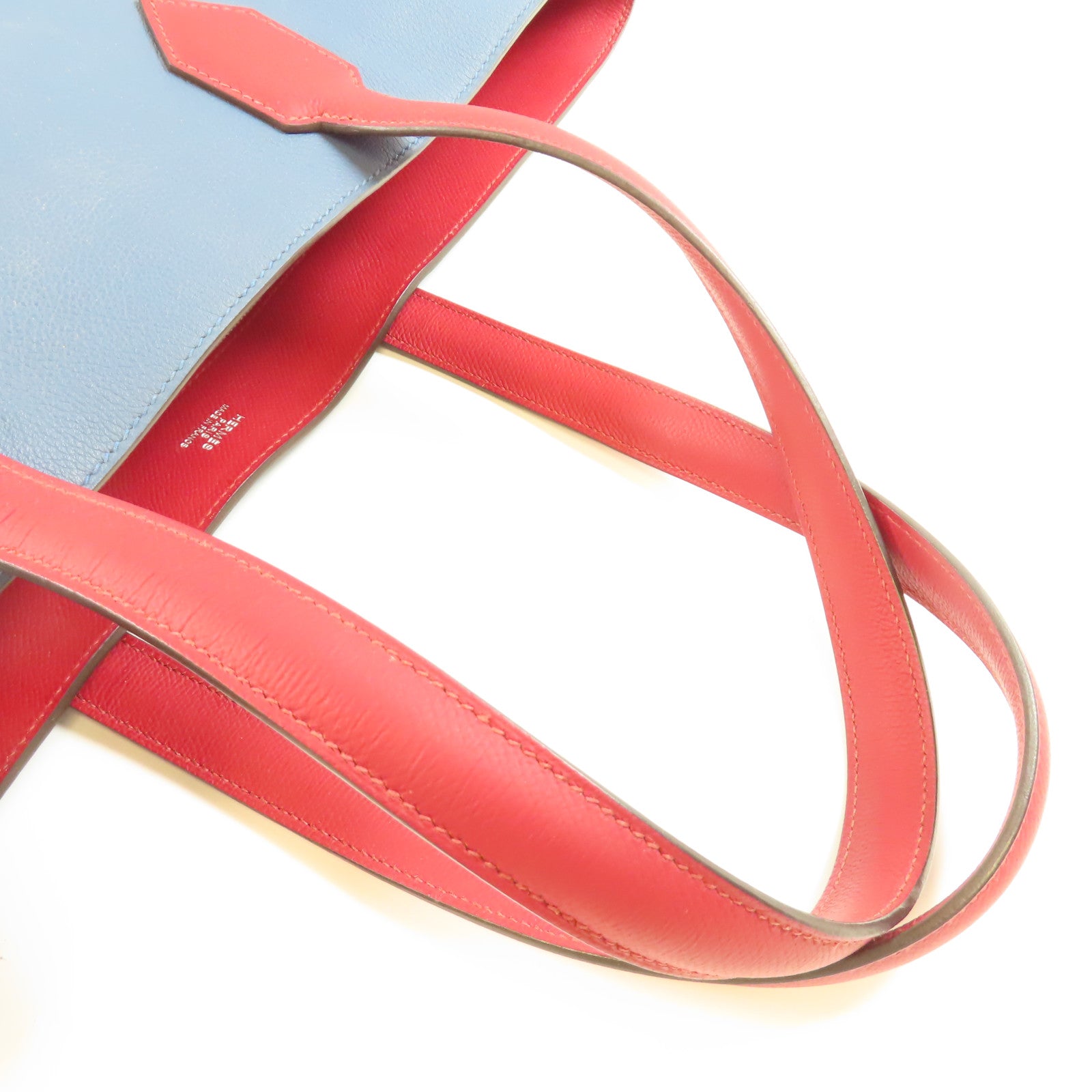 HERMES Maxibox Cabas Handbag 071257CK Evercolor/Epsom Leather Bleu Agate/Rouge