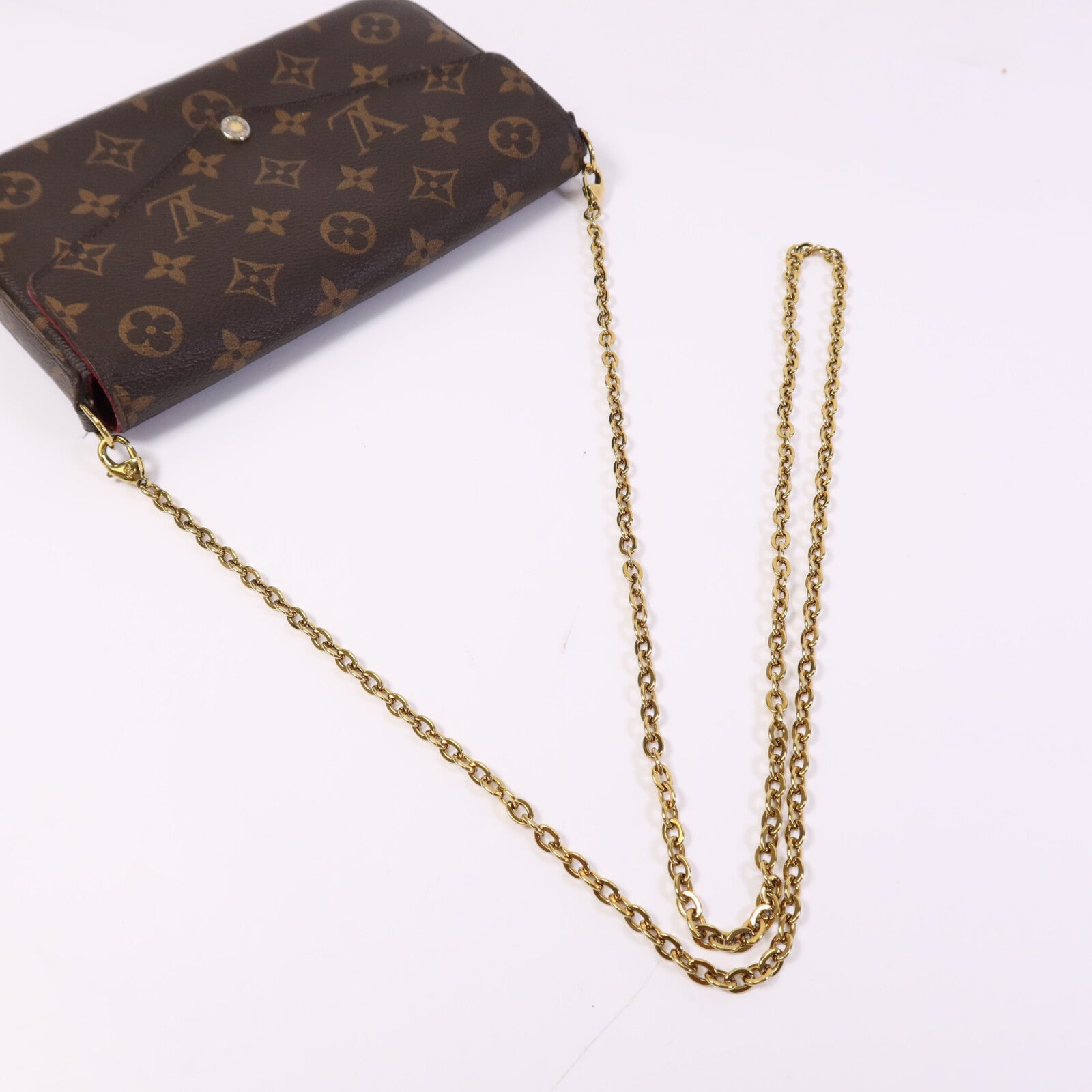 LOUIS VUITTON Monogram Pochette Felicie金扣鏈帶肩背袋