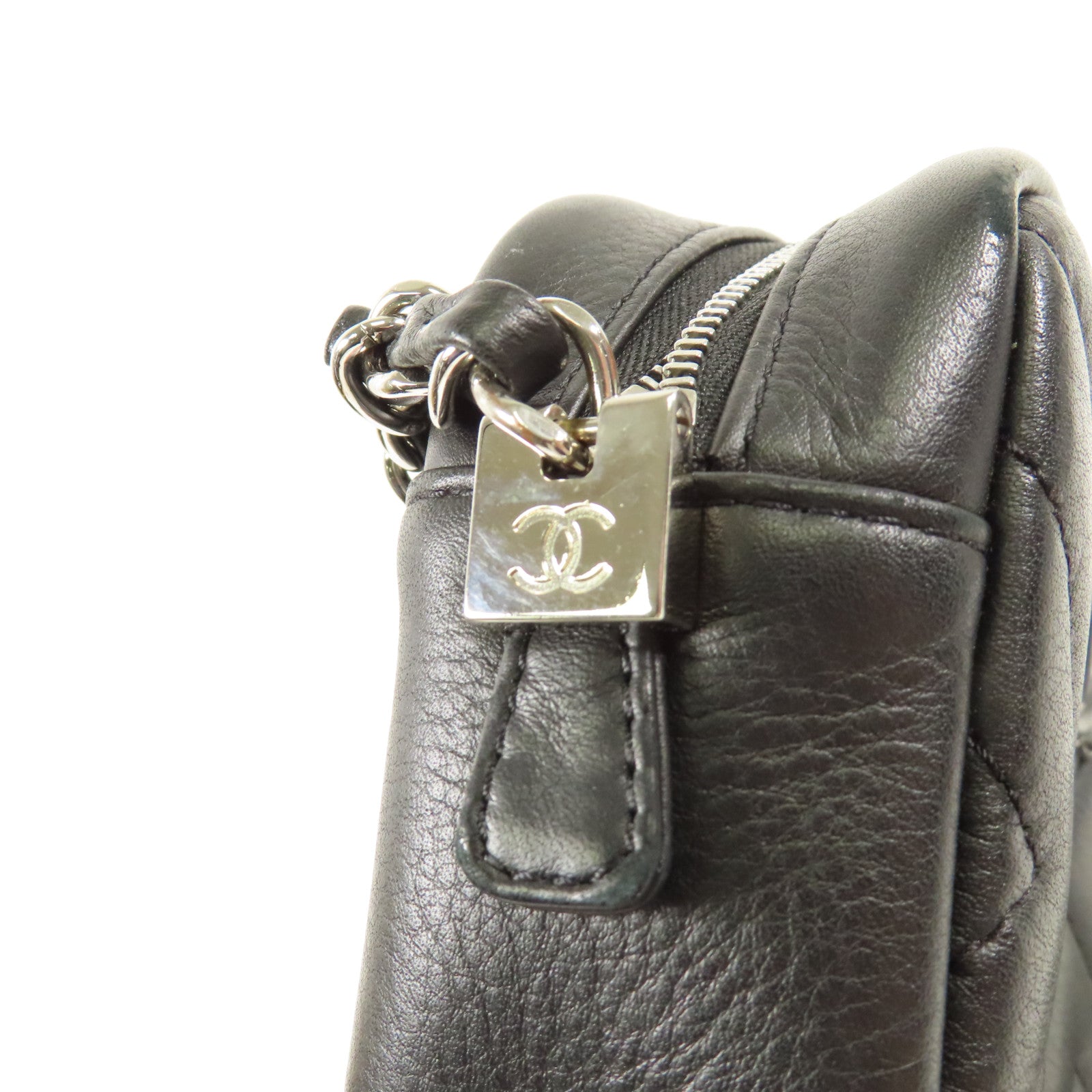 CHANEL 【激減優惠】牛皮皮革Chain Shoulder銀扣鏈帶肩背袋