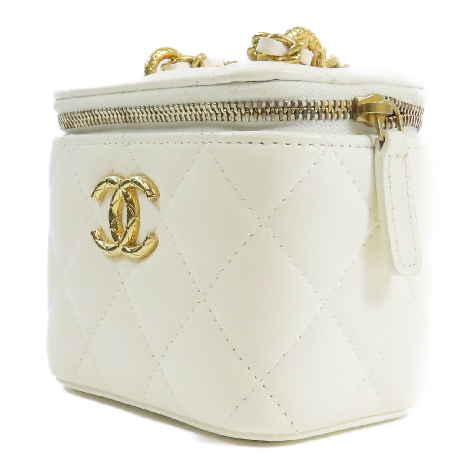 CHANEL 羊皮皮革Vanity Case金扣鏈帶肩背袋