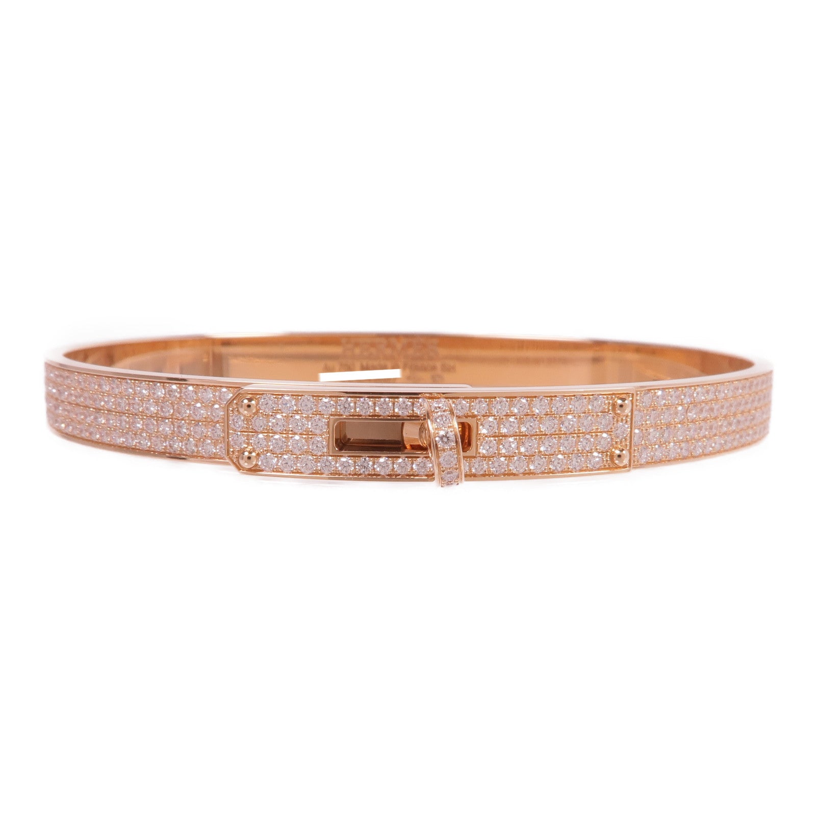 HERMES 【激減優惠】18K玫瑰金Kelly Bracelet Small Model鑽石手鐲