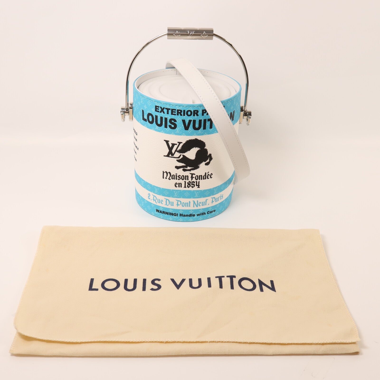 LOUIS VUITTON 塗層帆布/牛皮皮革Paint Can銀扣手挽肩背兩用袋