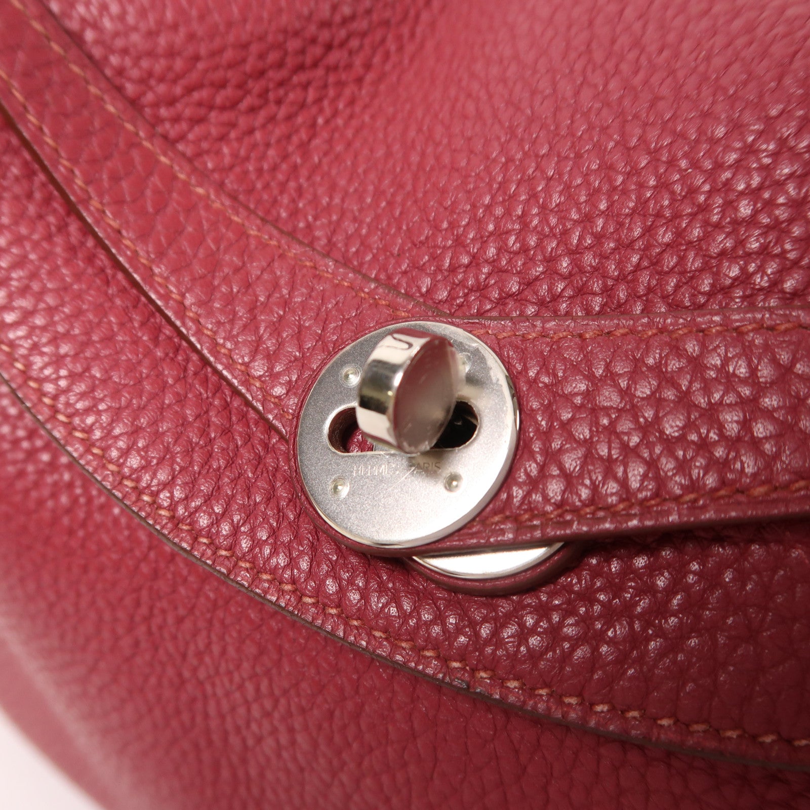 HERMES 【激減優惠】Clemence皮革Lindy 30銀扣手挽肩背兩用袋Rubis