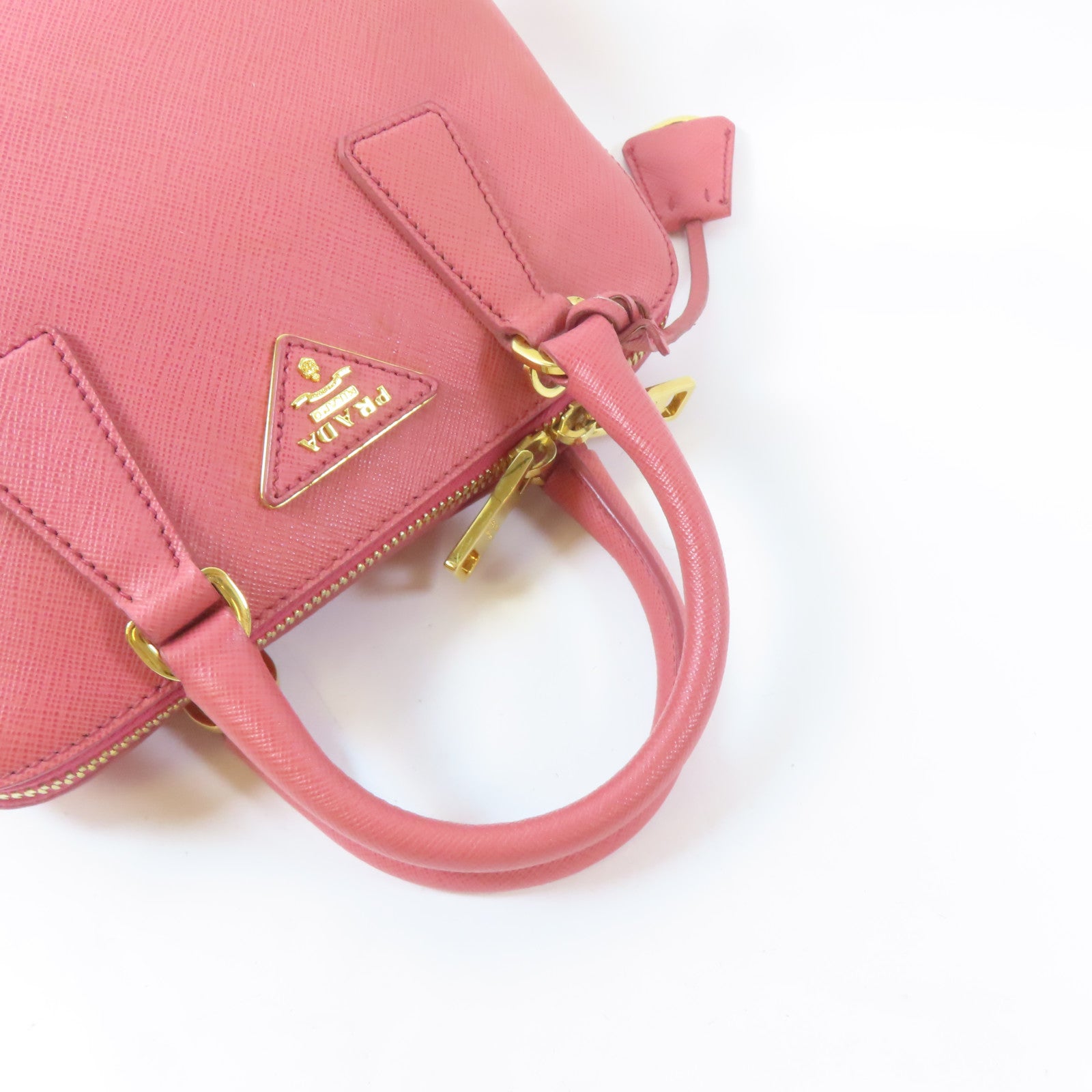 PRADA 牛皮皮革2 Way Shoulder金扣手挽肩背兩用袋粉紅色