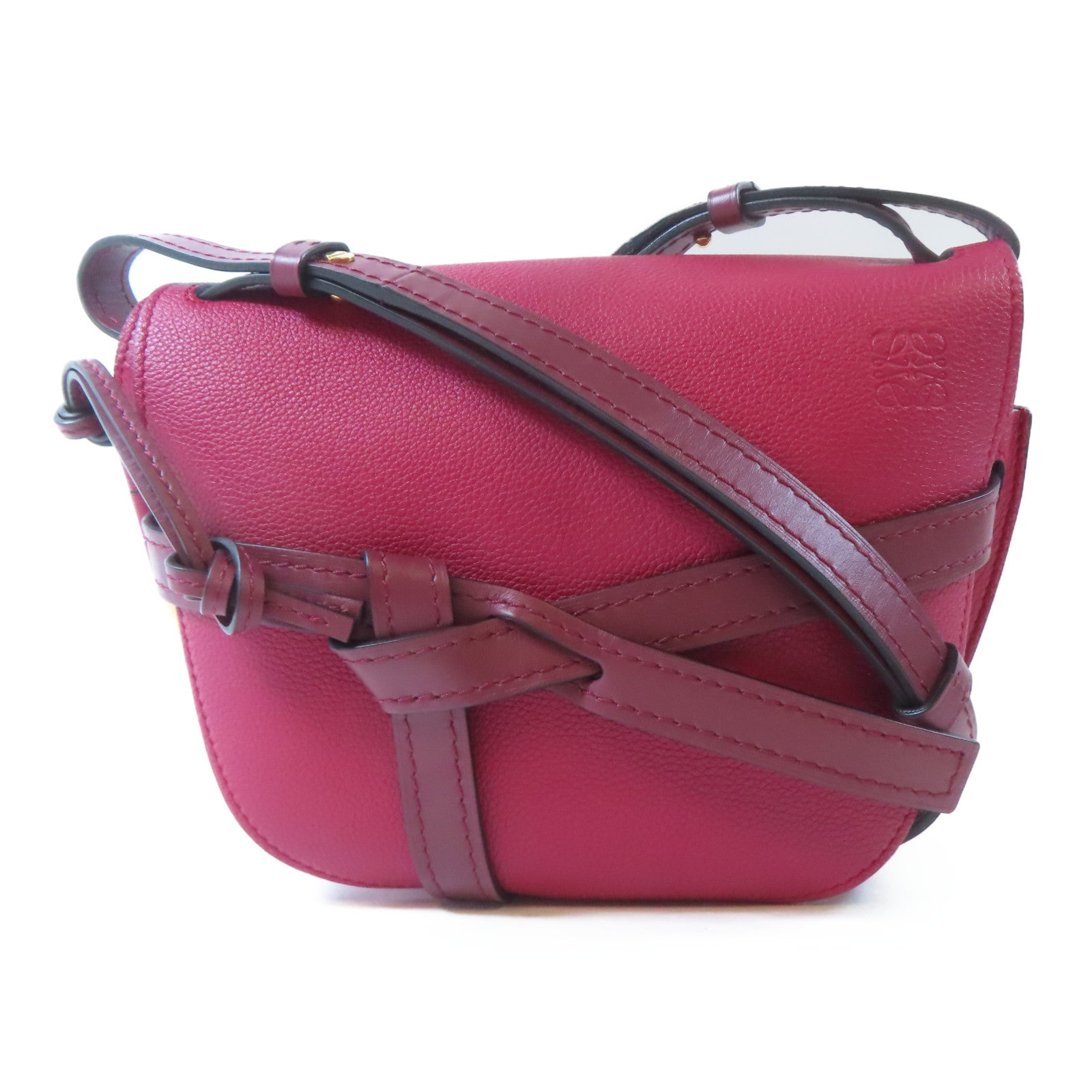 LOEWE 牛皮皮革Gate Small Bag金扣肩背袋紅色