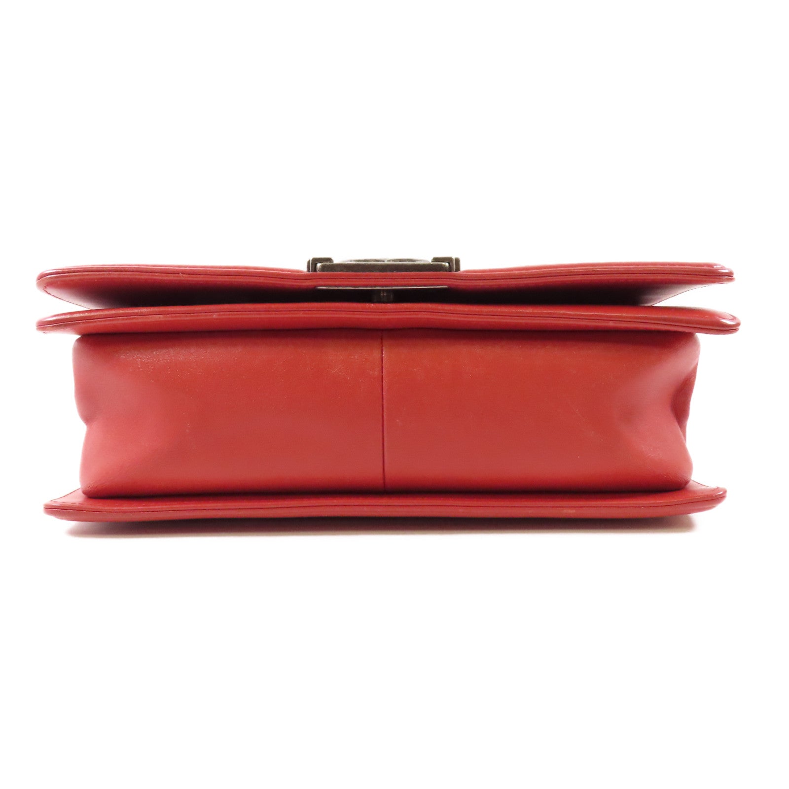 CHANEL CC SHW Boy 25 Chain Shoulder Bag Calfskin Leather Red