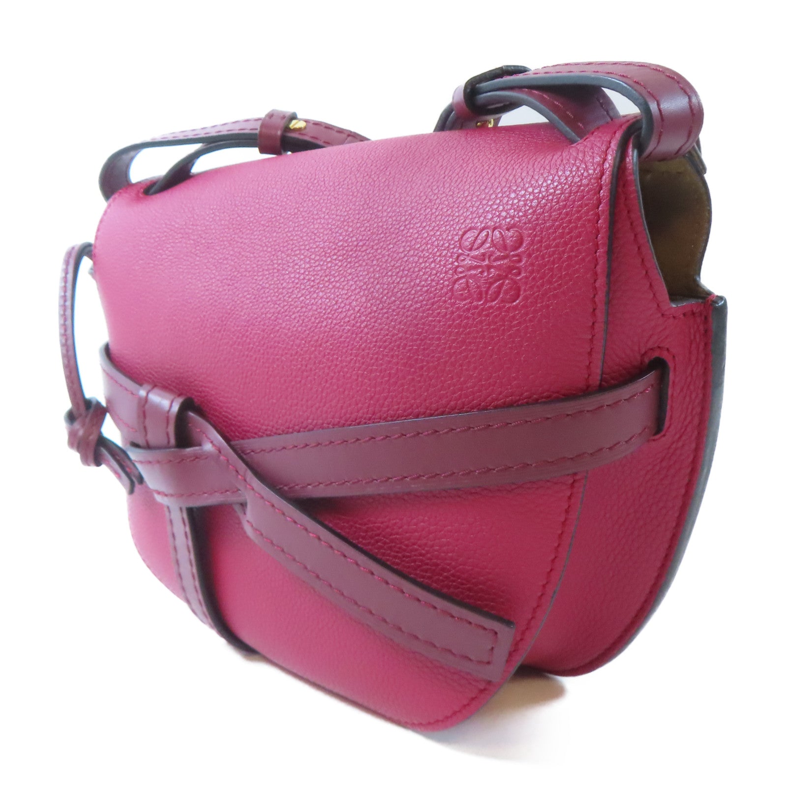 LOEWE 牛皮皮革Gate Small Bag金扣肩背袋紅色