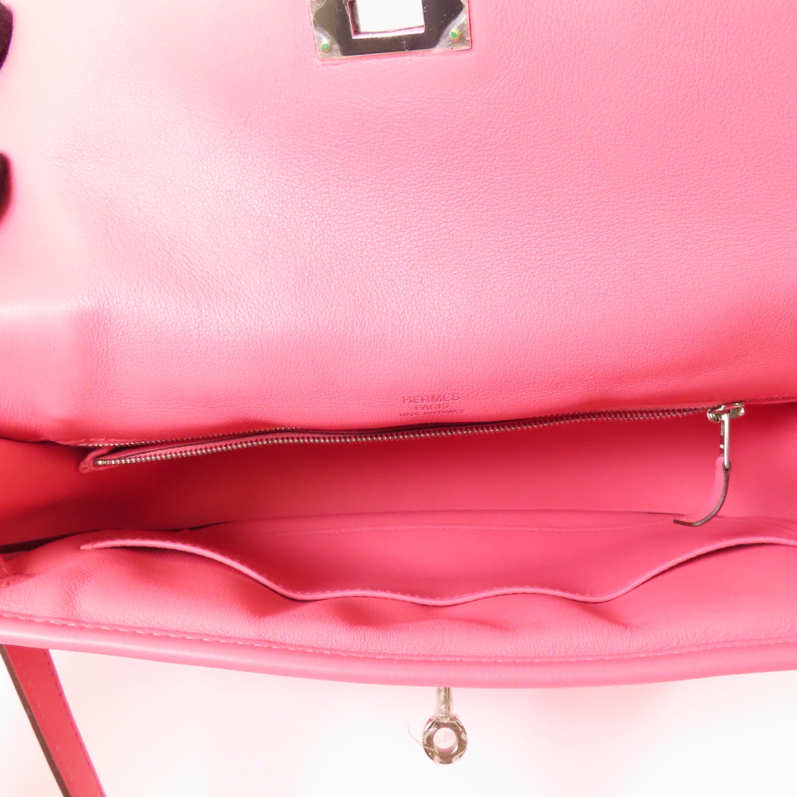 HERMES Swift皮革Berline銀扣肩背袋Rose Azalea