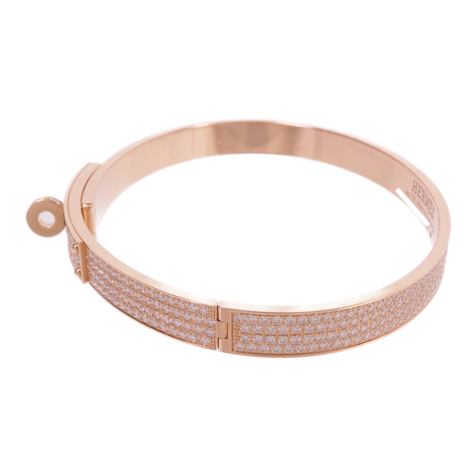 HERMES 18K玫瑰金Kelly Bracelet Small Model鑽石手鐲