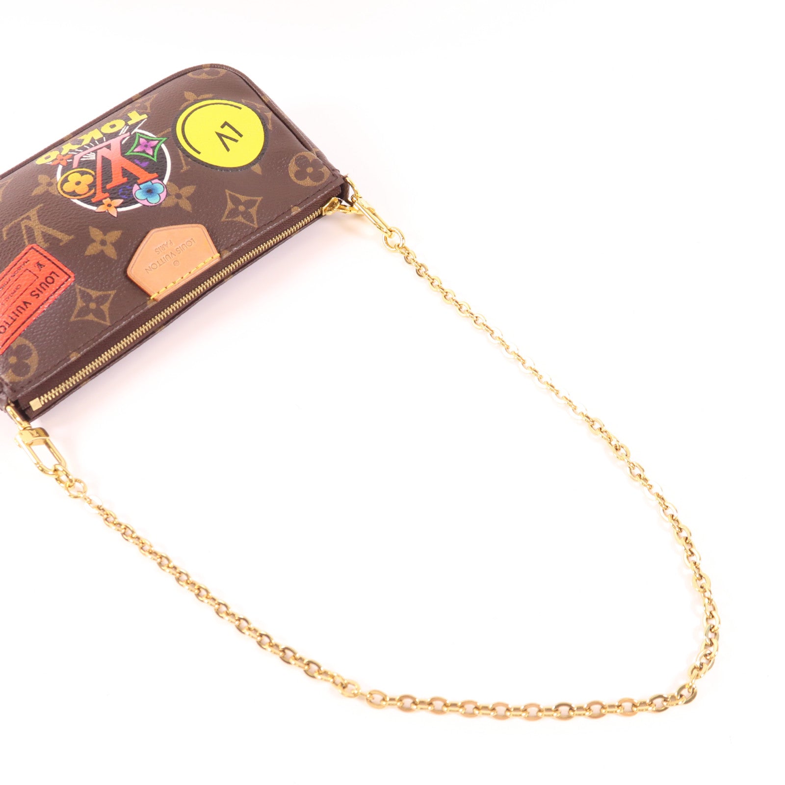 LOUIS VUITTON Monogram Multi Pochette Accessoires金扣手挽肩背兩用袋棕色