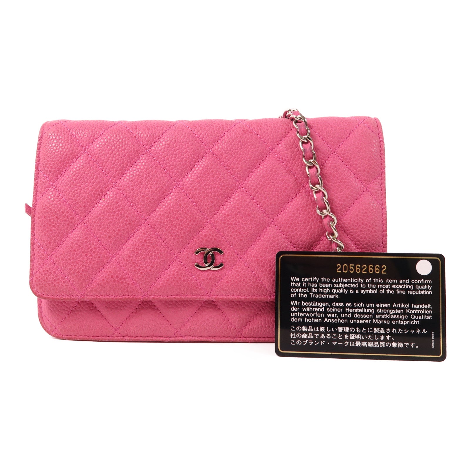 CHANEL 牛皮皮革WOC Wallet On Chain銀扣鏈帶肩背袋