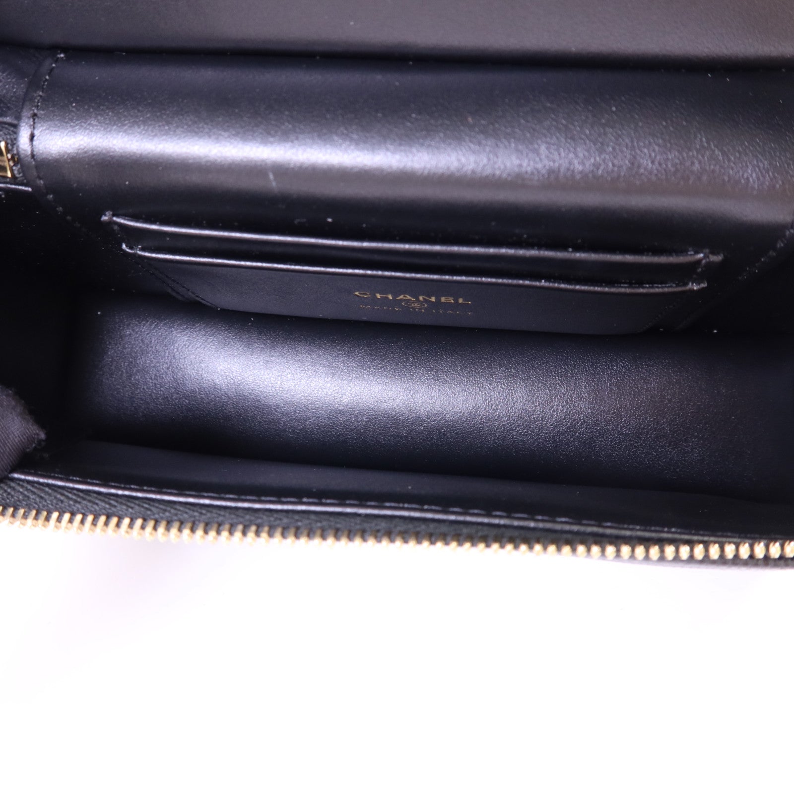 CHANEL 牛皮皮革Vanity With Chain金扣手挽肩背兩用袋