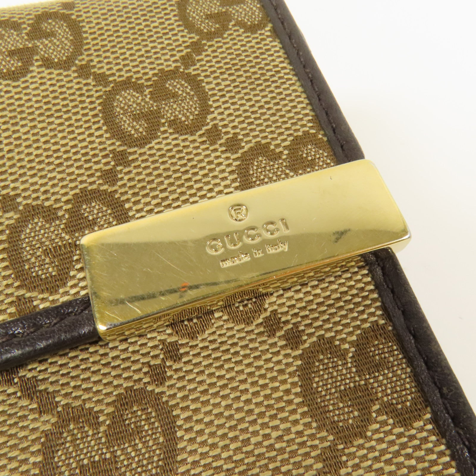 GUCCI 帆布Tri-Fold Wallet金扣錢包