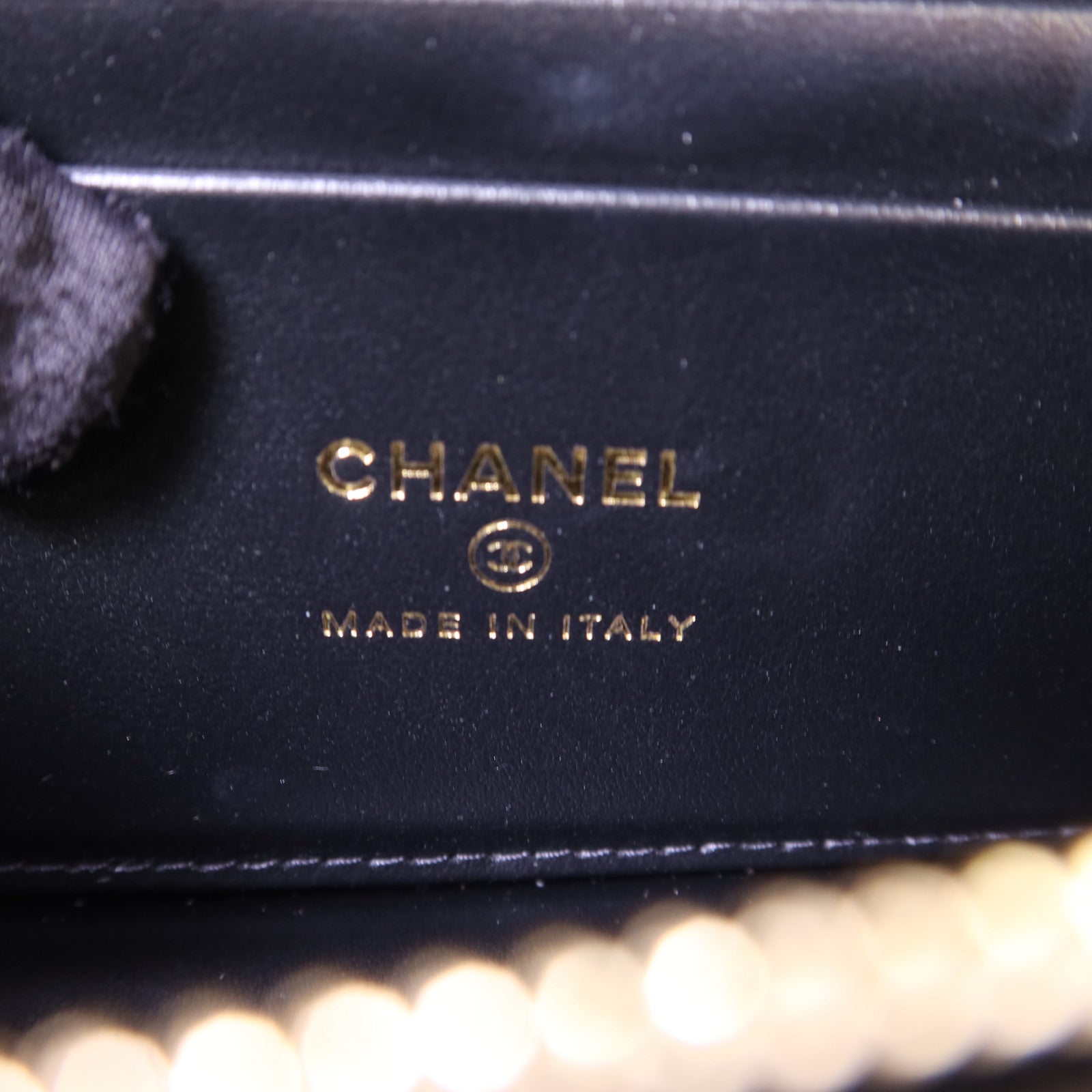 CHANEL 牛皮皮革Vanity With Chain金扣手挽肩背兩用袋