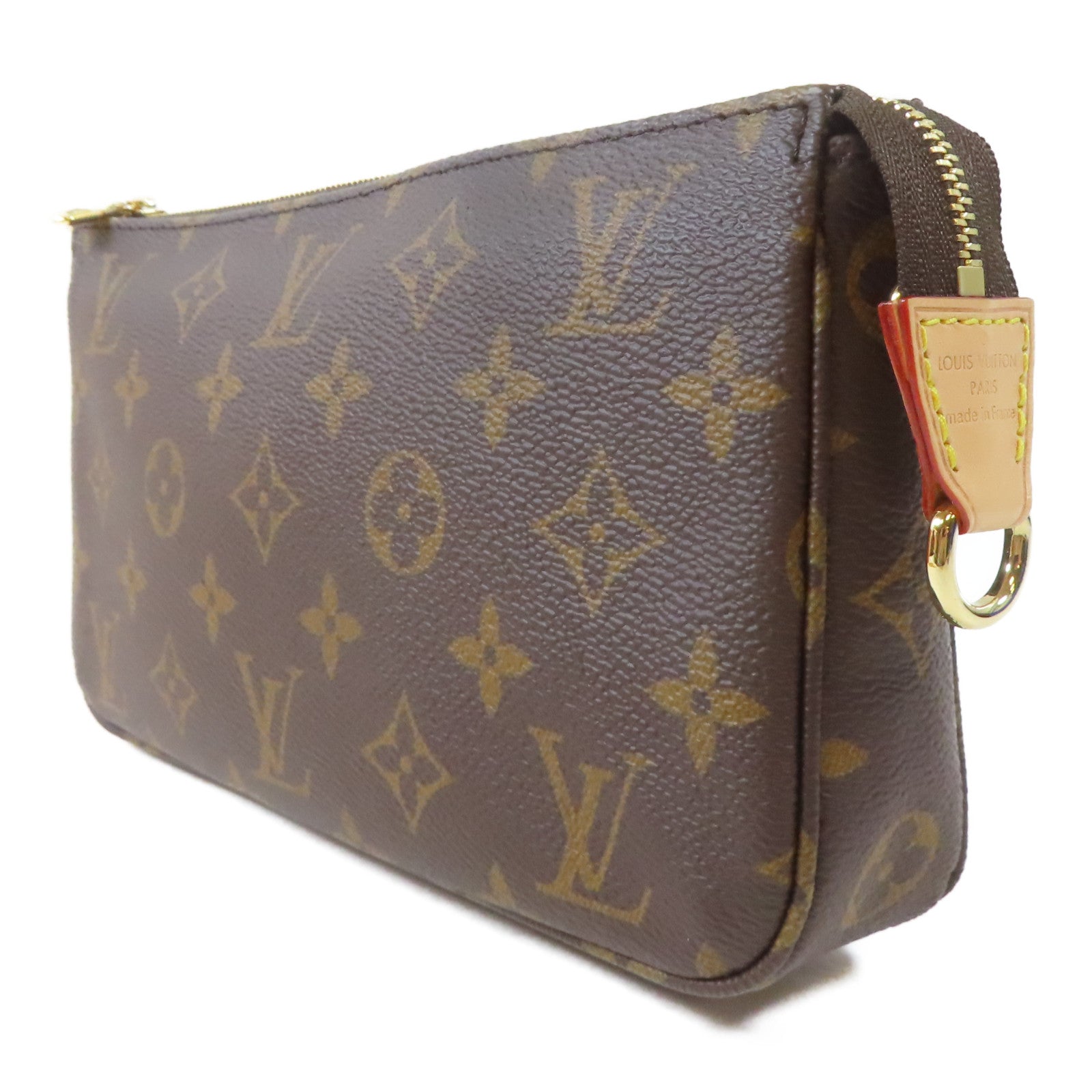 LOUIS VUITTON Monogram Pochette Accessoires金扣手挽袋啡色