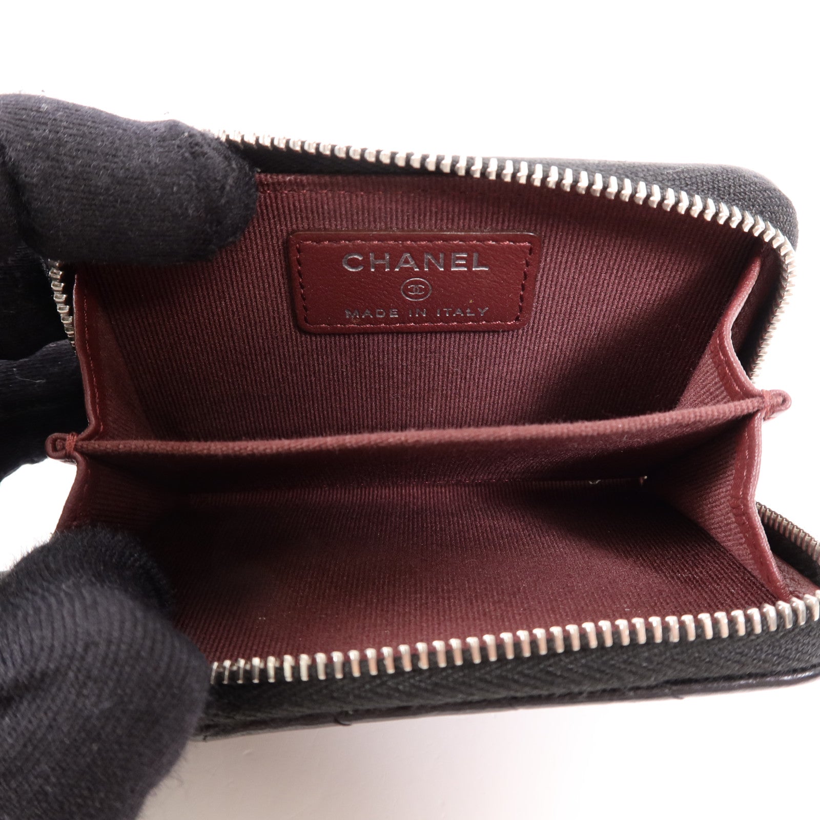 CHANEL 羊皮皮革Card Case銀扣卡片套