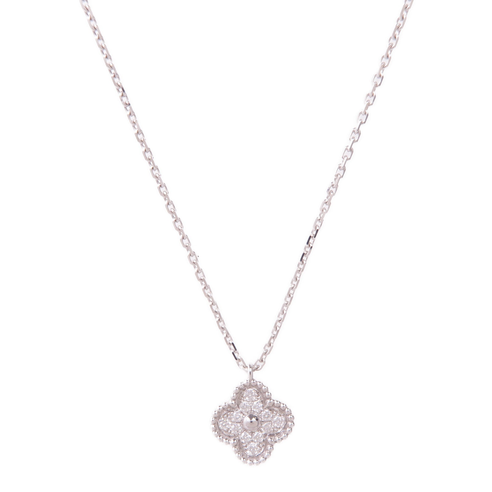 Van Cleef & Arpels 18K白金Sweet Alhambra Pendant鑽石項鍊
