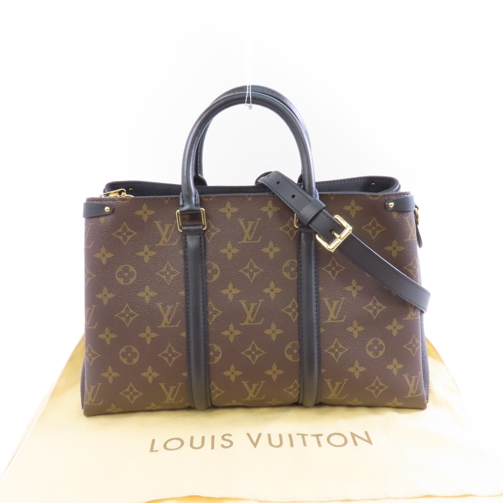 LOUIS VUITTON Monogram Soufflot MM金扣手挽肩背兩用袋啡色
