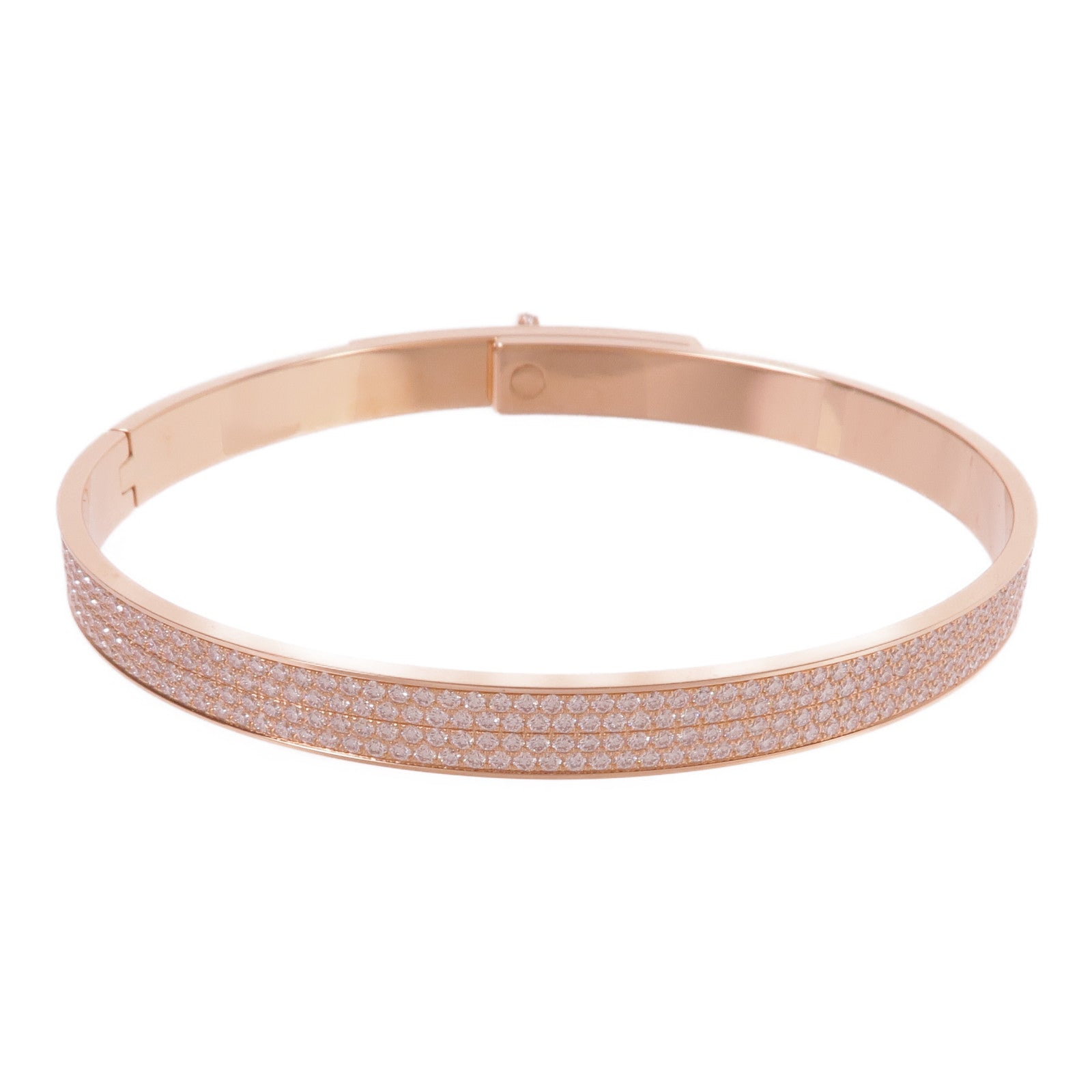 HERMES 18K玫瑰金Kelly Bracelet Small Model鑽石手鐲