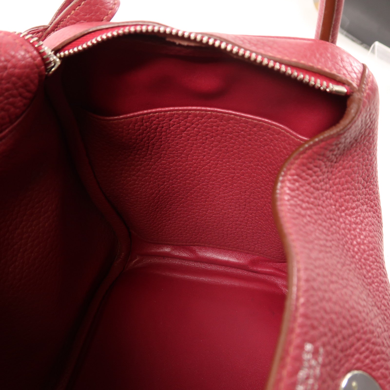 HERMES Clemence皮革Lindy 30銀扣手挽肩背兩用袋Rubis