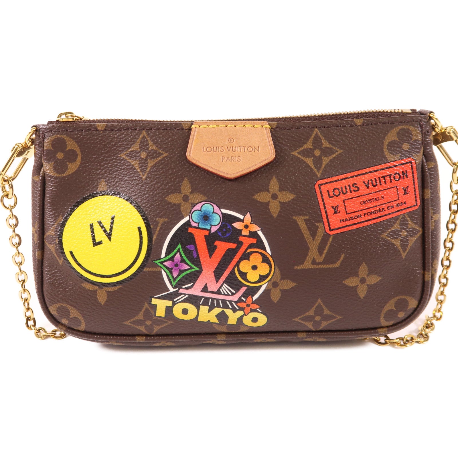 LOUIS VUITTON Monogram Multi Pochette Accessoires金扣手挽肩背兩用袋棕色