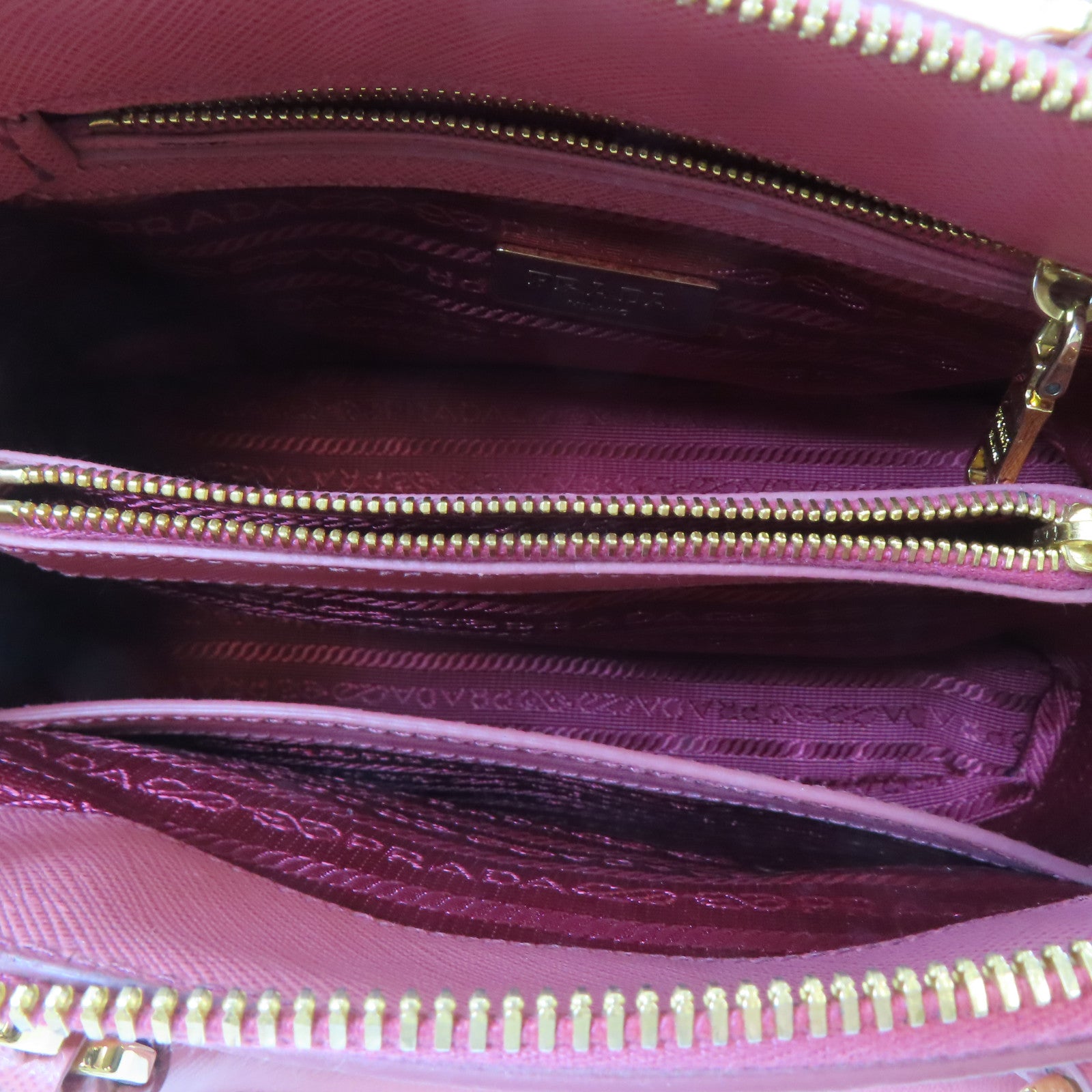 PRADA 牛皮皮革2 Way Shoulder金扣手挽肩背兩用袋粉紅色