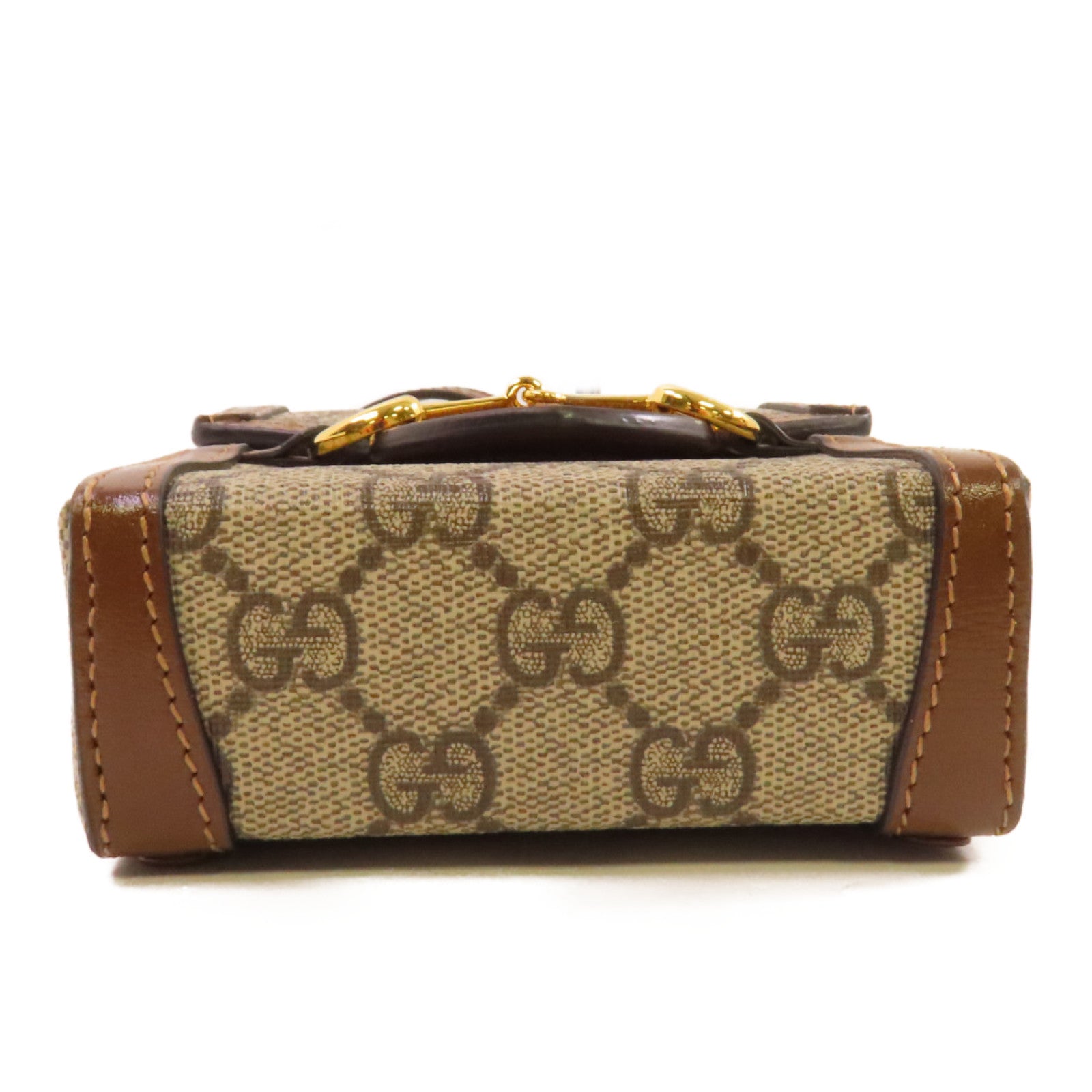 GUCCI 塗層帆布Horsebit 1955 Shoulder Bag金扣肩背袋啡色