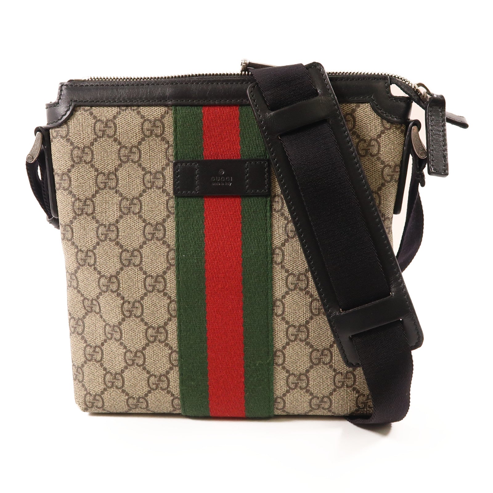 GUCCI 塗層帆布Shoulder Bag銀扣肩背袋