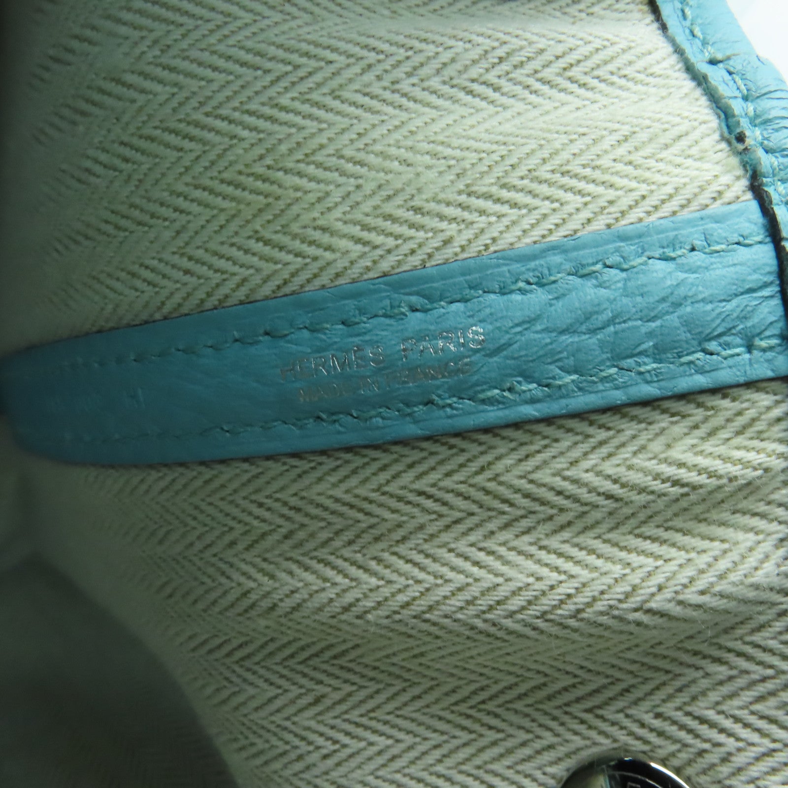 HERMES 【激減優惠】Negonda皮革Garden Party PM銀扣手挽袋Blue Atoll淺藍色