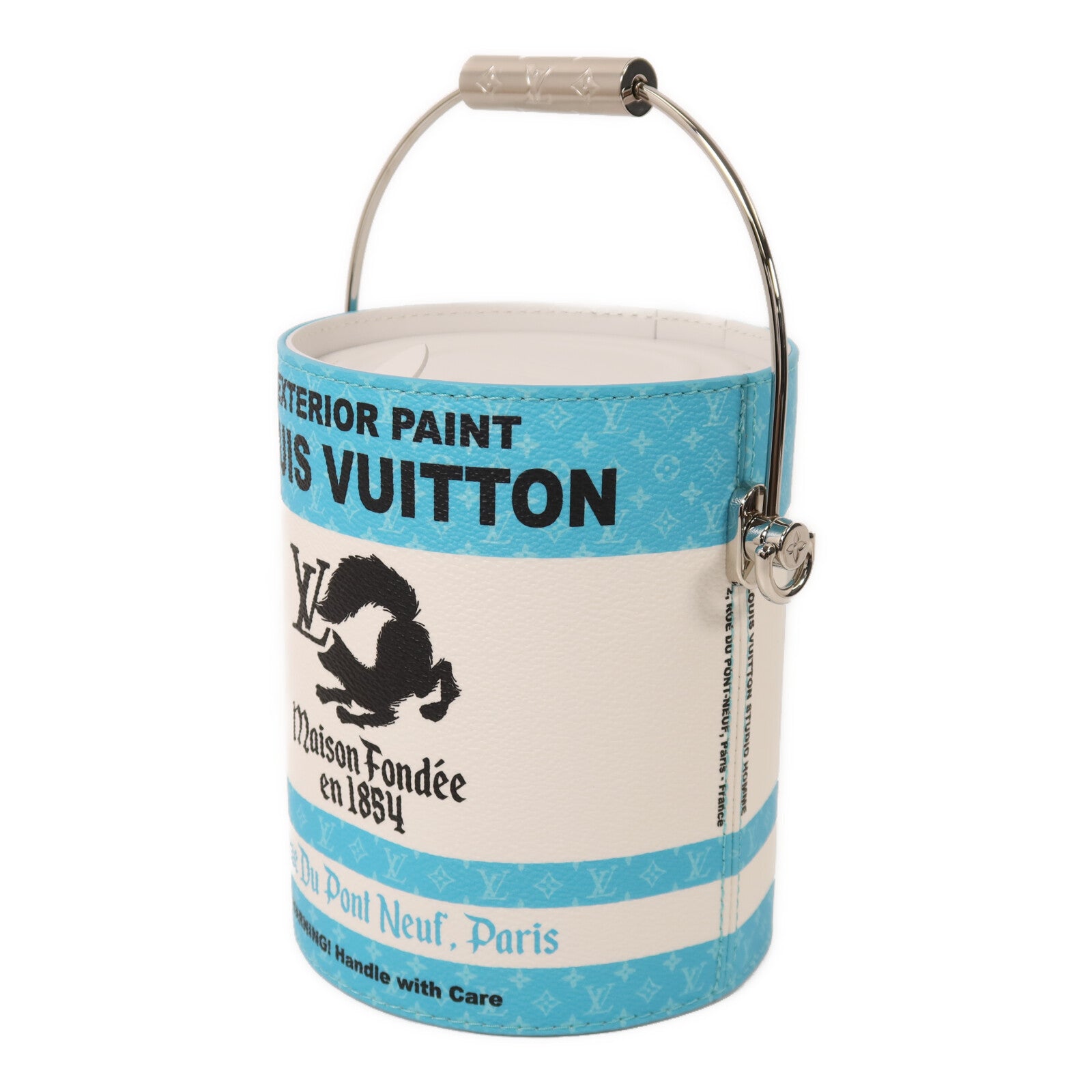 LOUIS VUITTON 塗層帆布/牛皮皮革Paint Can銀扣手挽肩背兩用袋