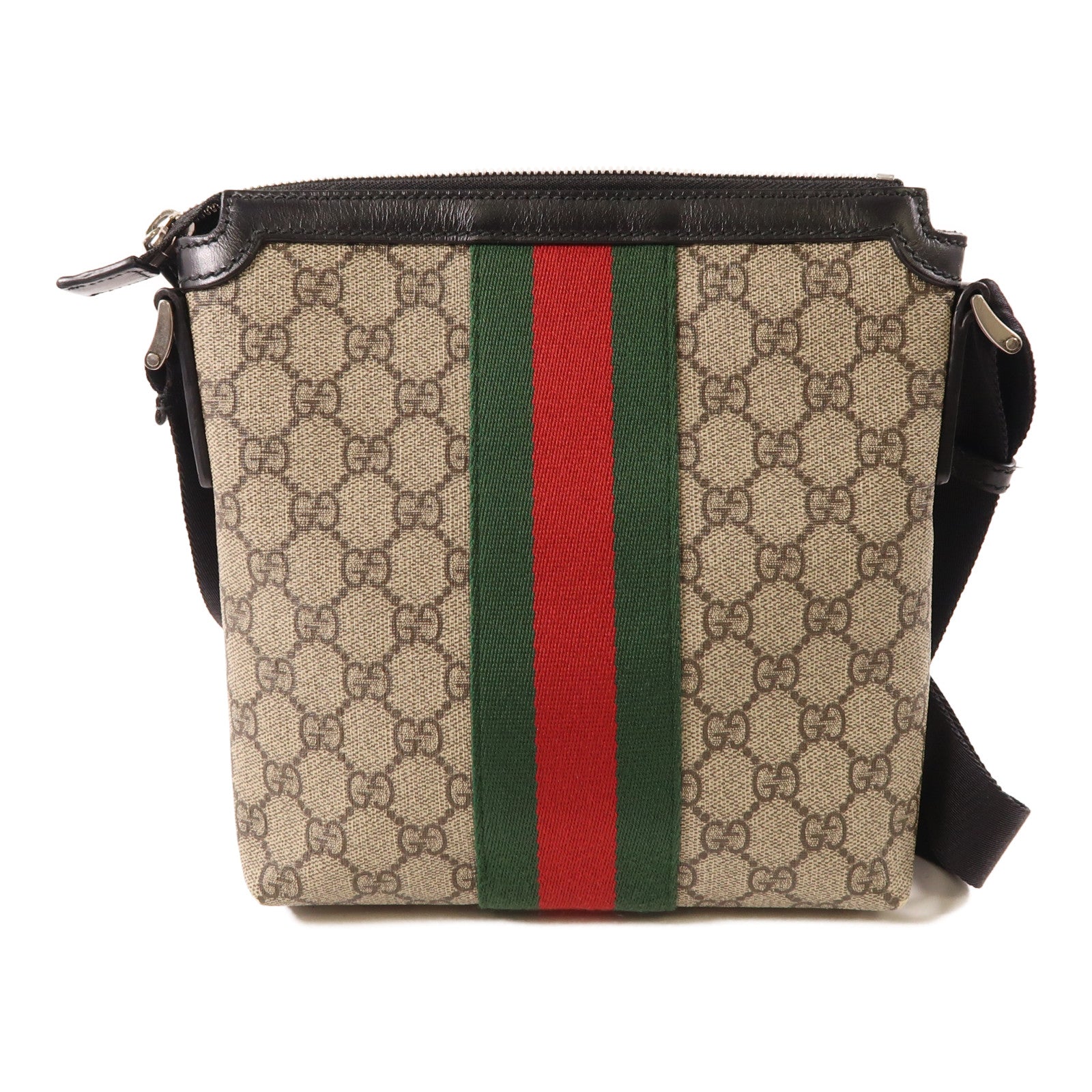 GUCCI 塗層帆布Shoulder Bag銀扣肩背袋