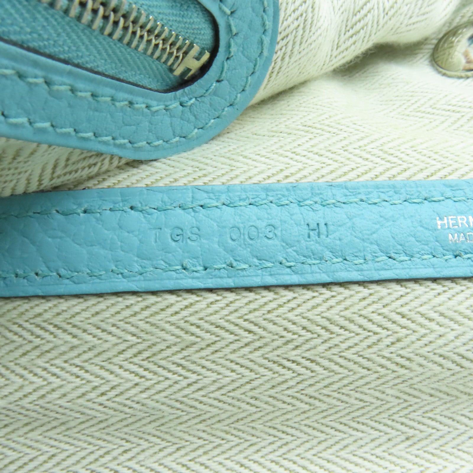 HERMES 【激減優惠】Negonda皮革Garden Party PM銀扣手挽袋Blue Atoll淺藍色
