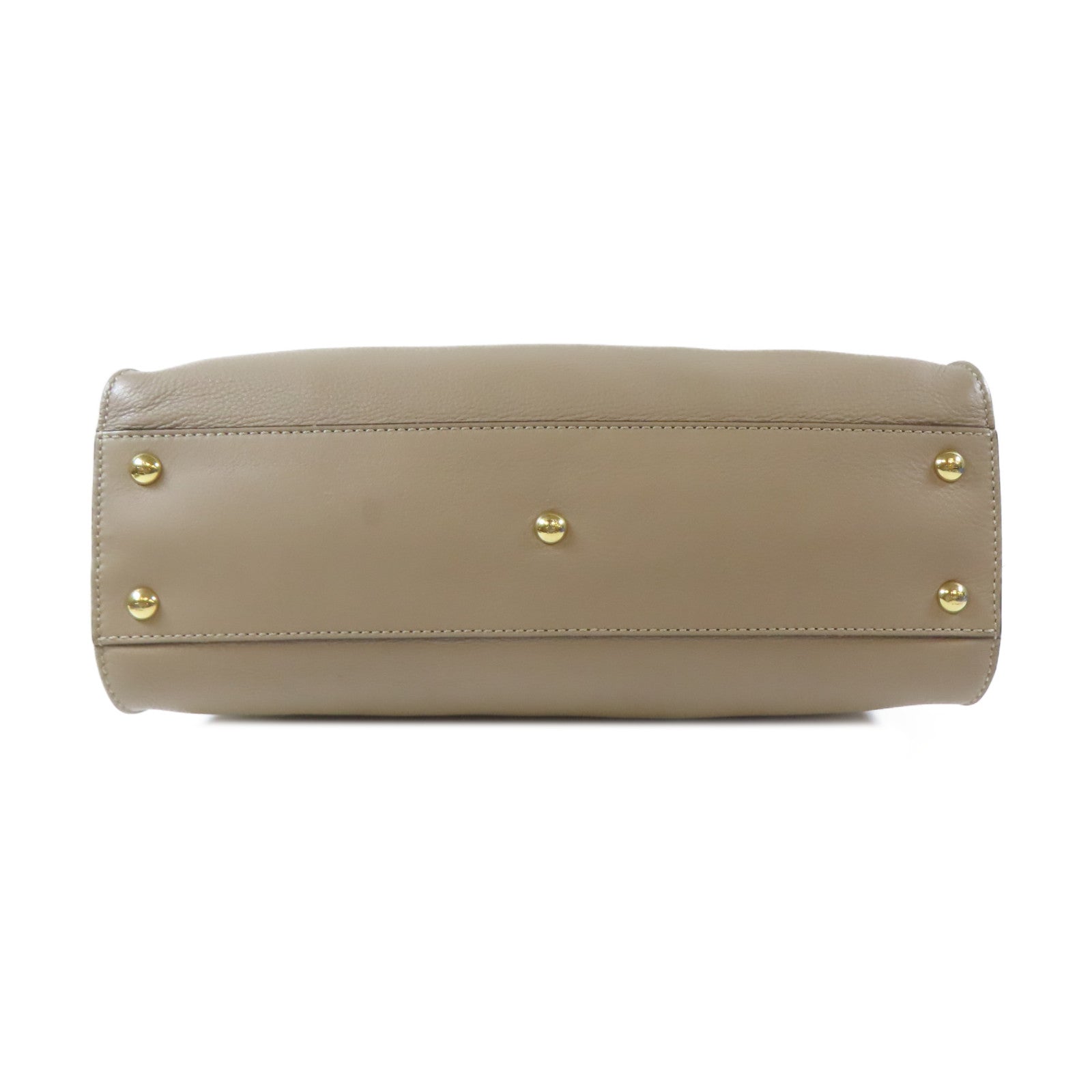 FENDI 牛皮皮革Peekaboo金扣肩背袋啡色