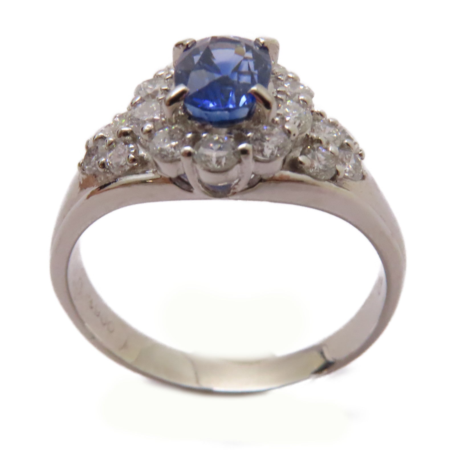 JEWELRY PT900鉑金Sapphire/Diamond Ring 1.09ct藍寶石/0.70ct鑽石戒指US#7.5
