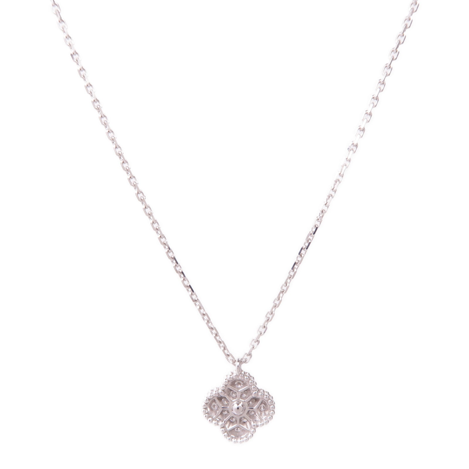 Van Cleef & Arpels 18K白金Sweet Alhambra Pendant鑽石項鍊