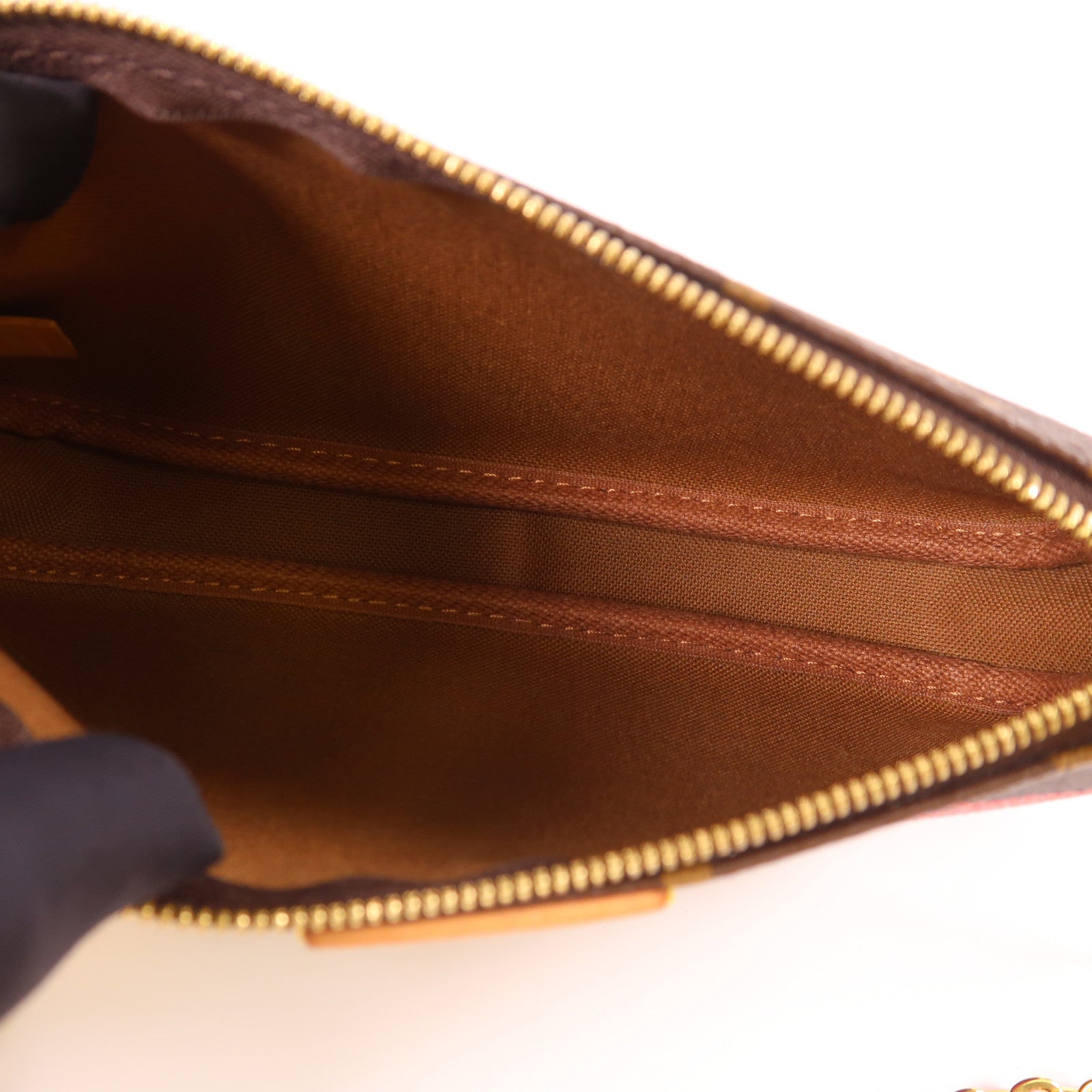 LOUIS VUITTON Monogram Multi Pochette Accessoires金扣手挽肩背兩用袋棕色