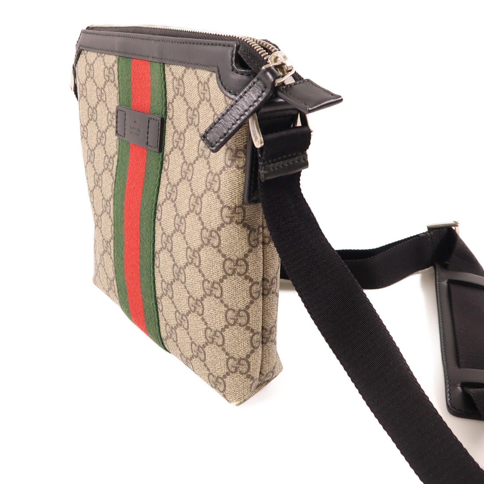 GUCCI 塗層帆布Shoulder Bag銀扣肩背袋